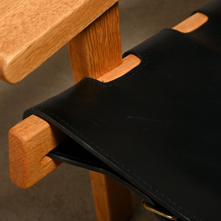 Kurt Østervig Hunting Chair in Black Leather for K. P. Jørgensens Møbelfabrik For Sale 7