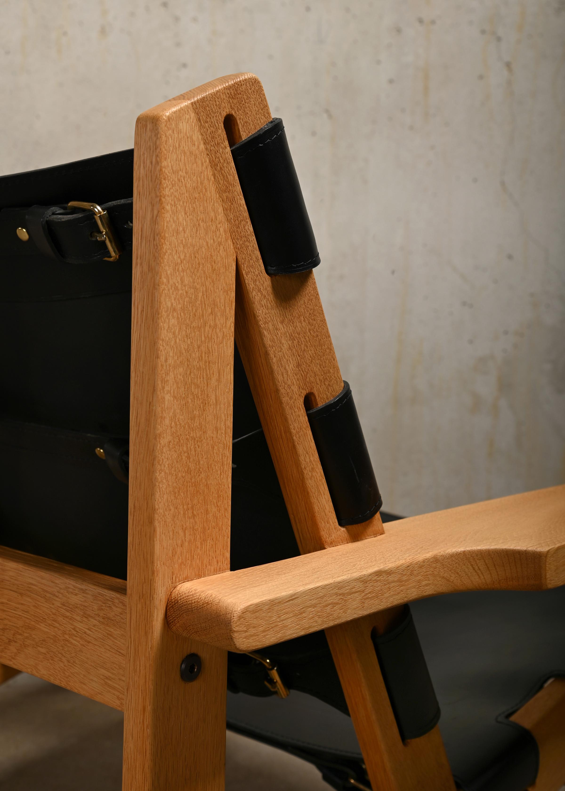 Kurt Østervig Hunter Chair Oak and Black Leather for K.P. Jørgensens Møbelfabrik For Sale 9