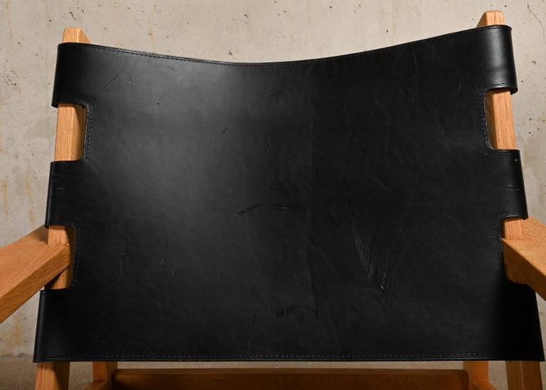 Kurt Østervig Hunting Chair in Black Leather for K. P. Jørgensens Møbelfabrik For Sale 11