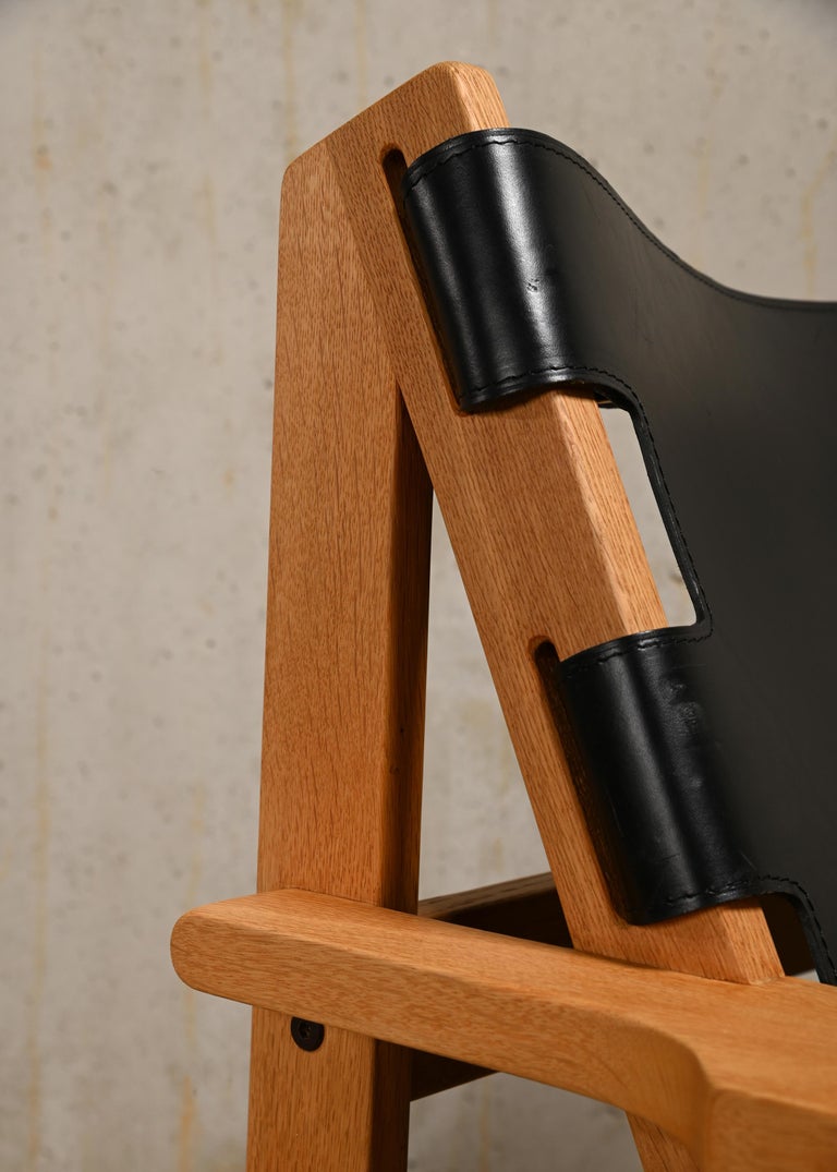 Kurt Østervig Hunting Chair in Black Leather for K. P. Jørgensens Møbelfabrik For Sale 12