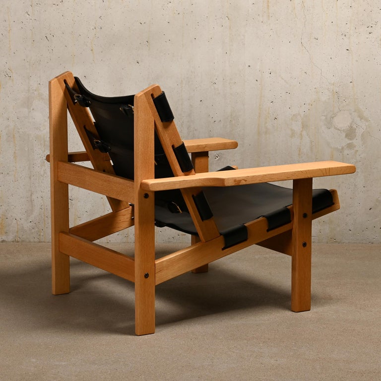 Danish Kurt Østervig Hunting Chair in Black Leather for K. P. Jørgensens Møbelfabrik For Sale