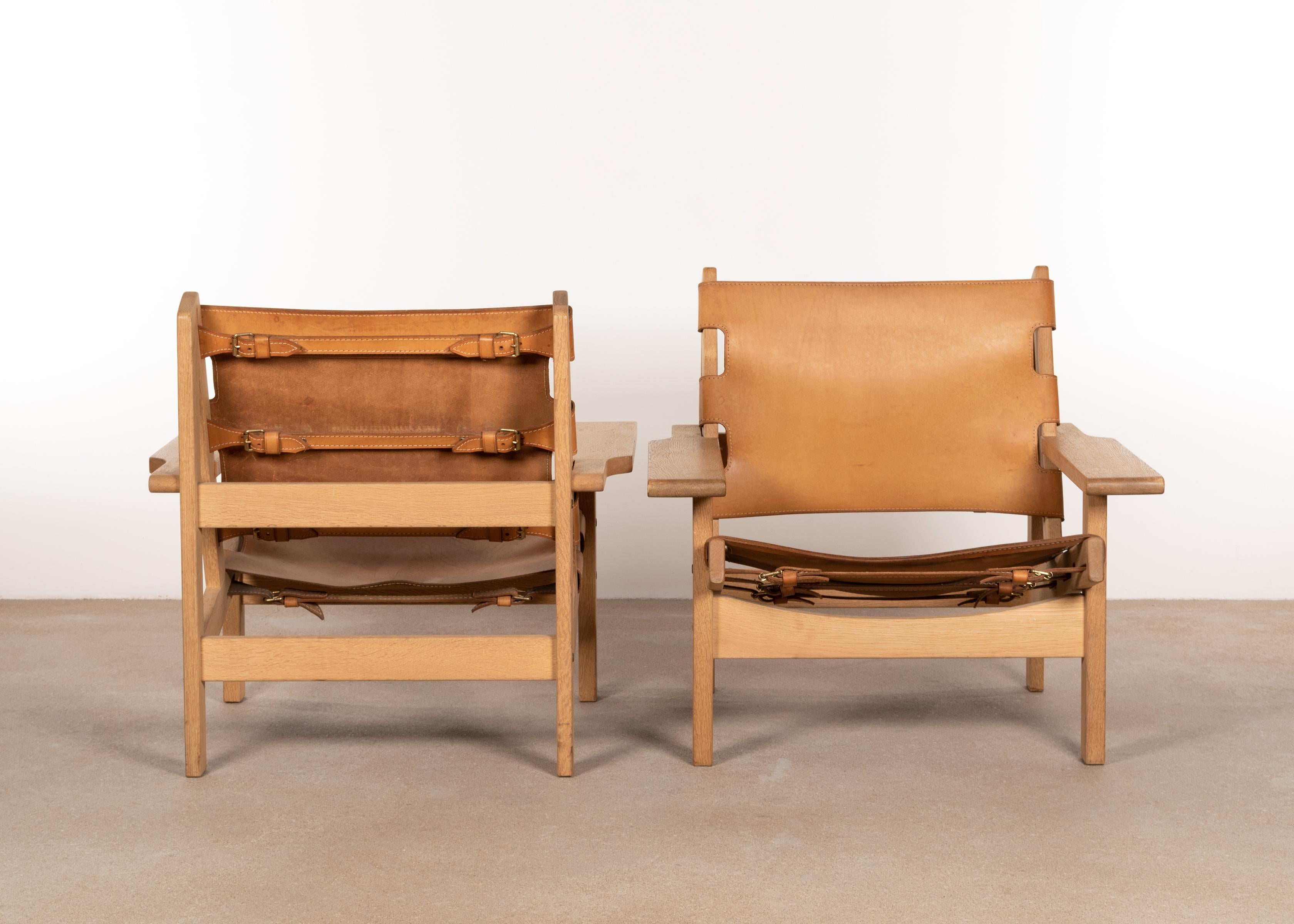Scandinavian Modern Kurt Østervig Hunting Chairs in Cognac Leather for K. P. Jørgensens Møbelfabrik
