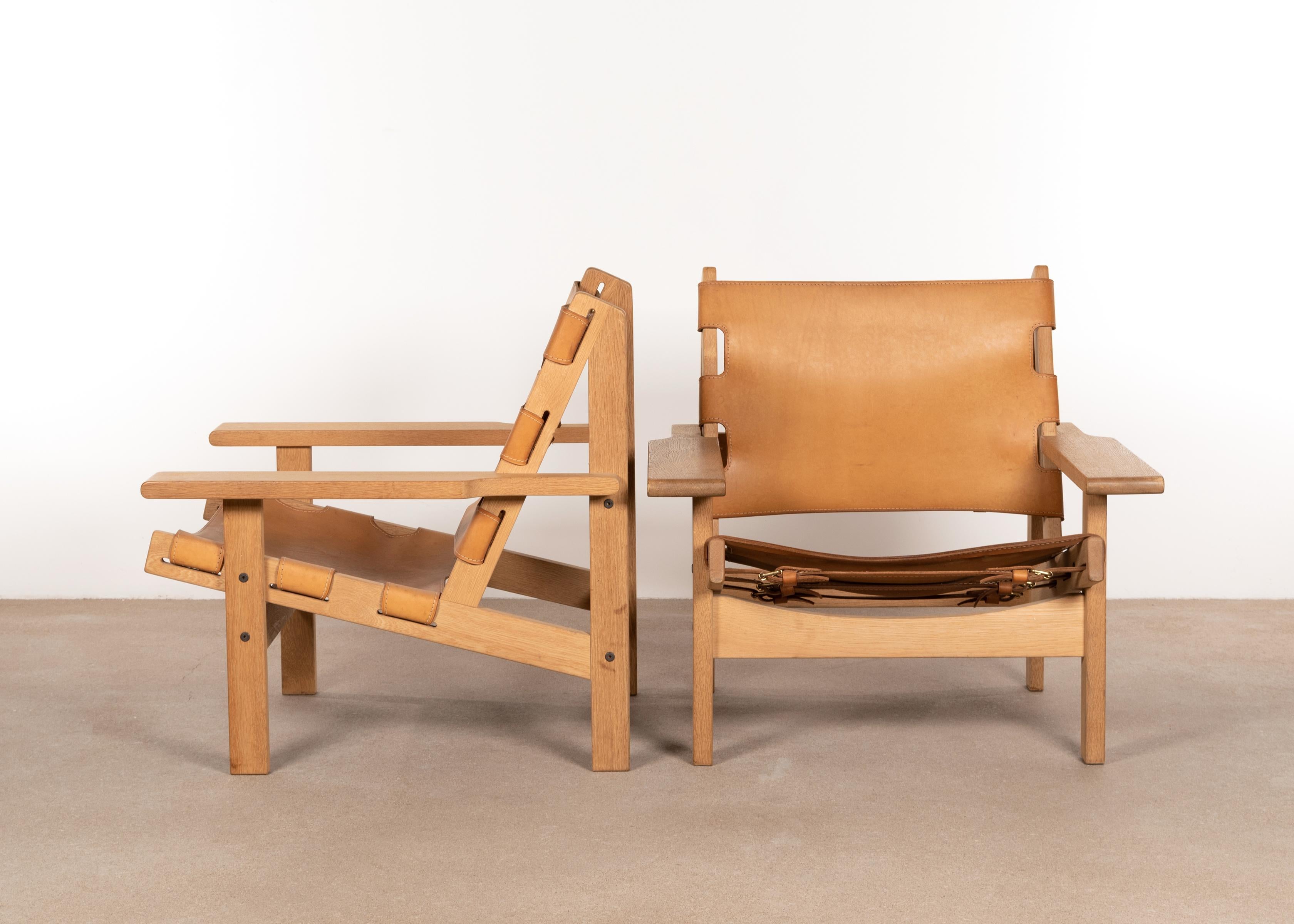 Danish Kurt Østervig Hunting Chairs in Cognac Leather for K. P. Jørgensens Møbelfabrik