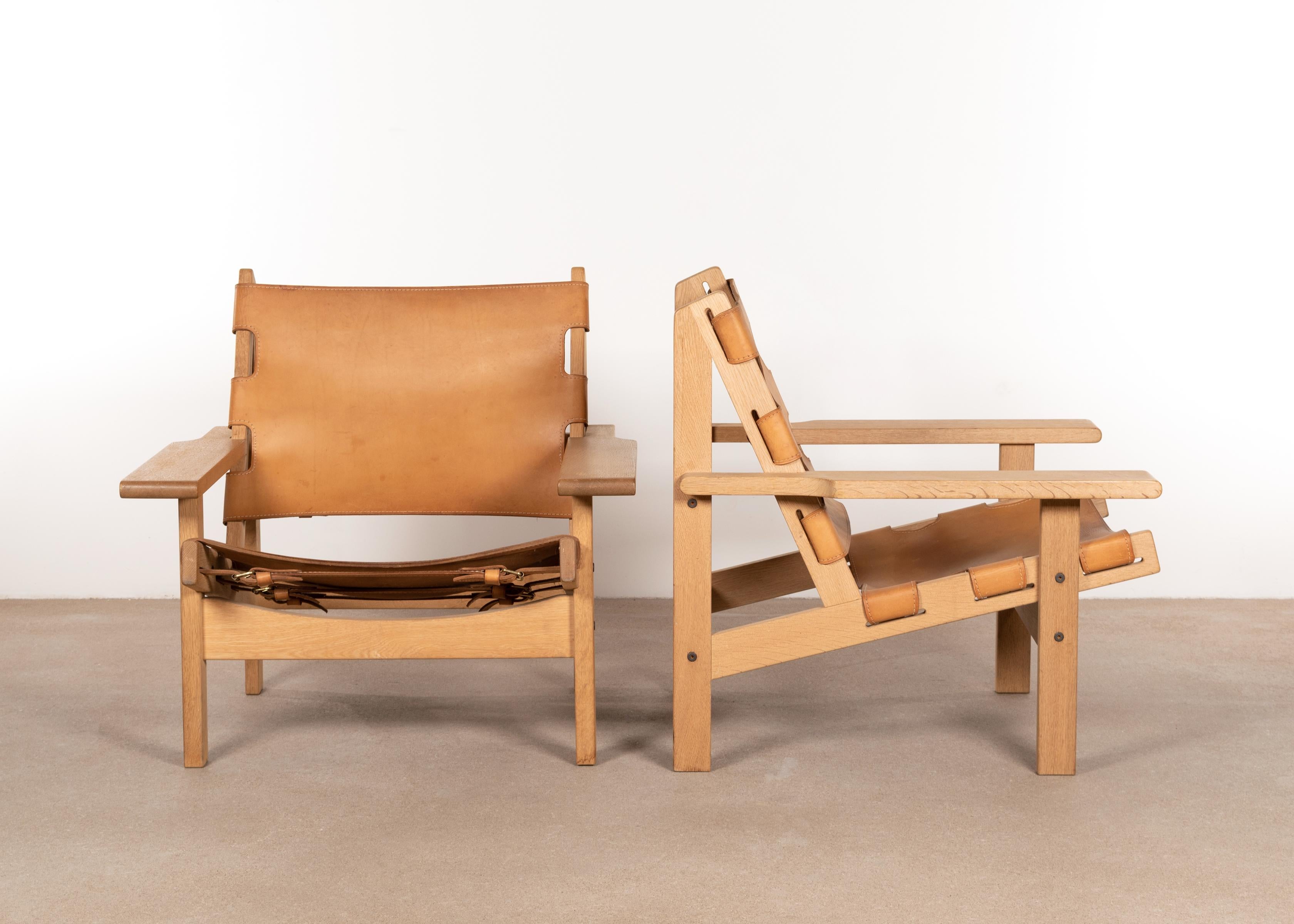 Mid-20th Century Kurt Østervig Hunting Chairs in Cognac Leather for K. P. Jørgensens Møbelfabrik