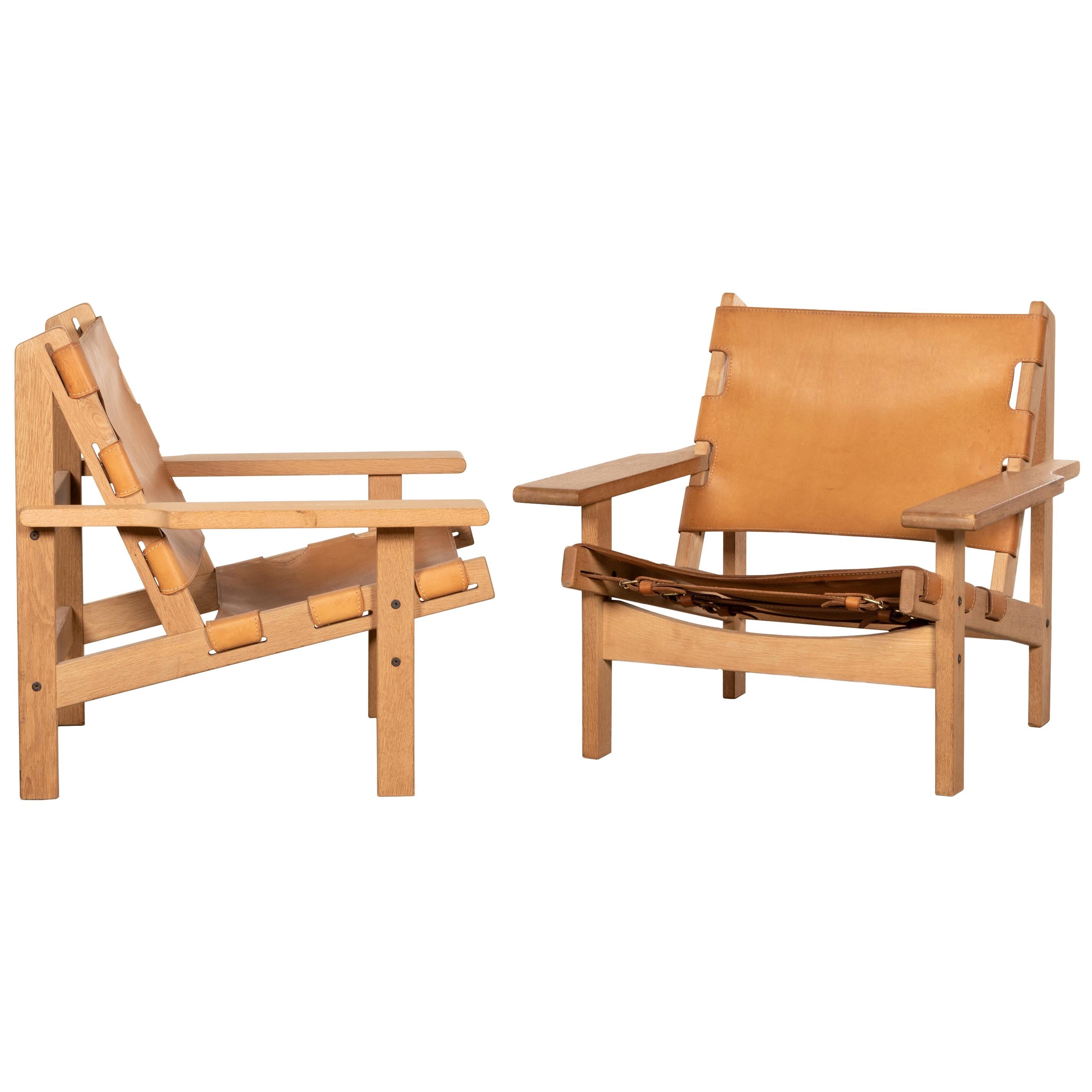 Kurt Østervig Hunting Chairs in Cognac Leather for K. P. Jørgensens Møbelfabrik