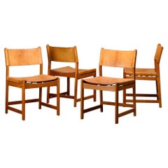 Kurt Østervig hunting Dining Chairs in Oak and Cognac Leather for KP Møbler