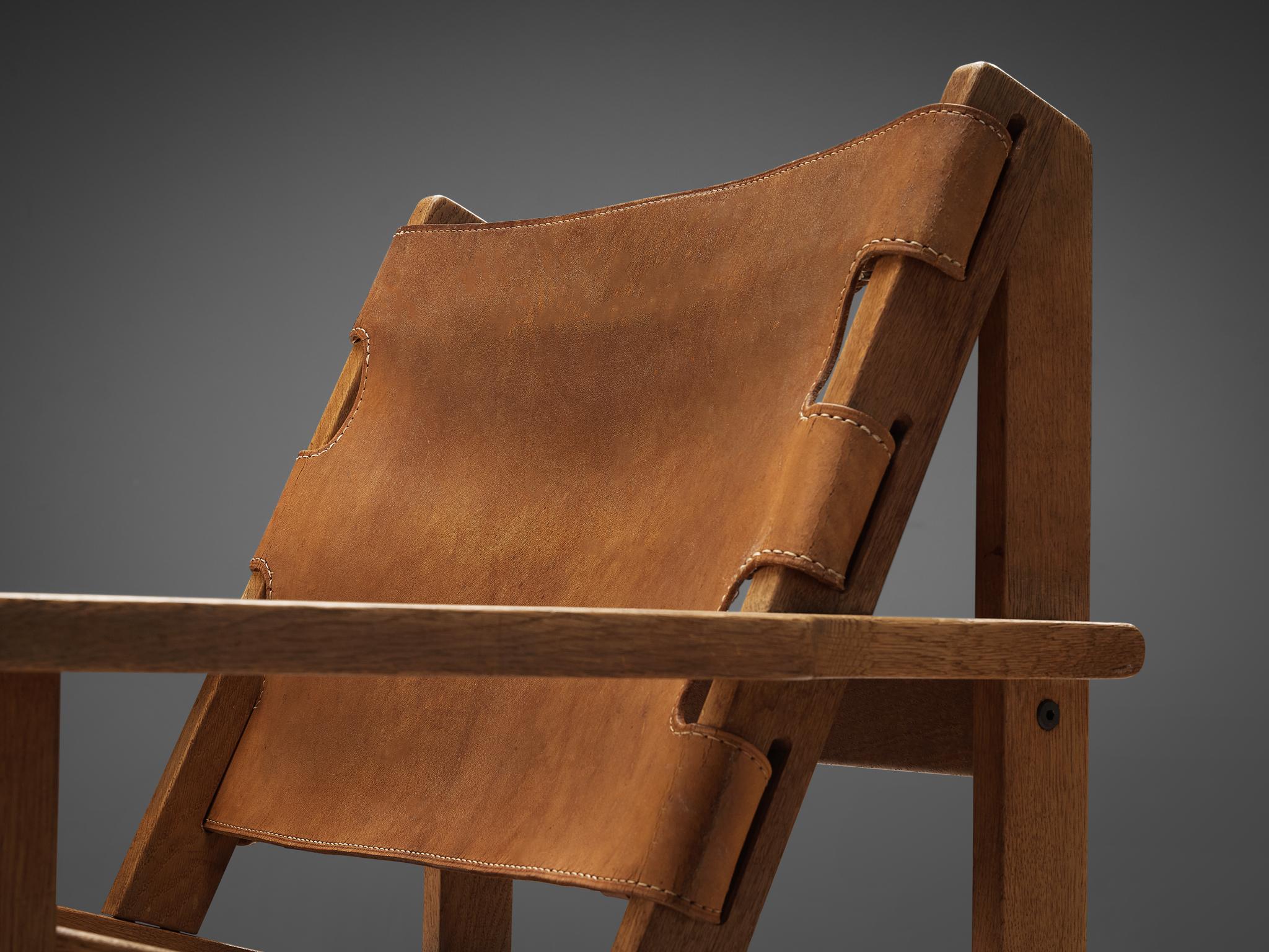 Kurt Østervig 'Hunting' Lounge Chair in Cognac Leather and Oak  For Sale 4