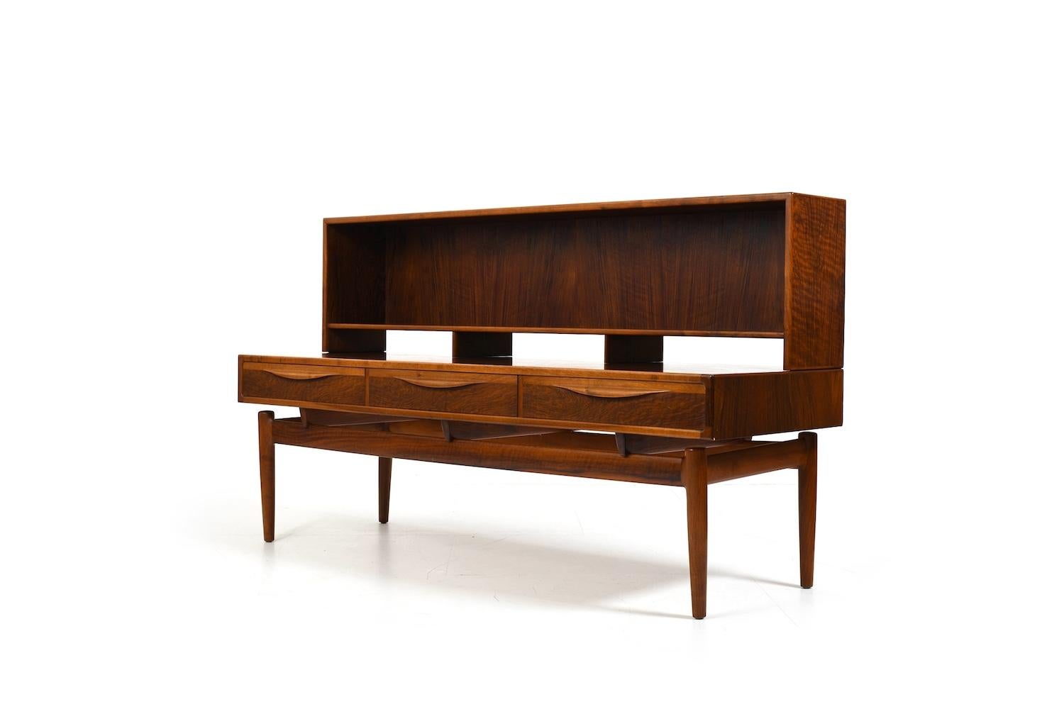 Kurt Østervig Low Walnut Sideboard with Bookcase Top 1950s For Sale 3