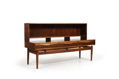 Kurt Østervig Low Walnut Sideboard with Bookcase Top 1950s