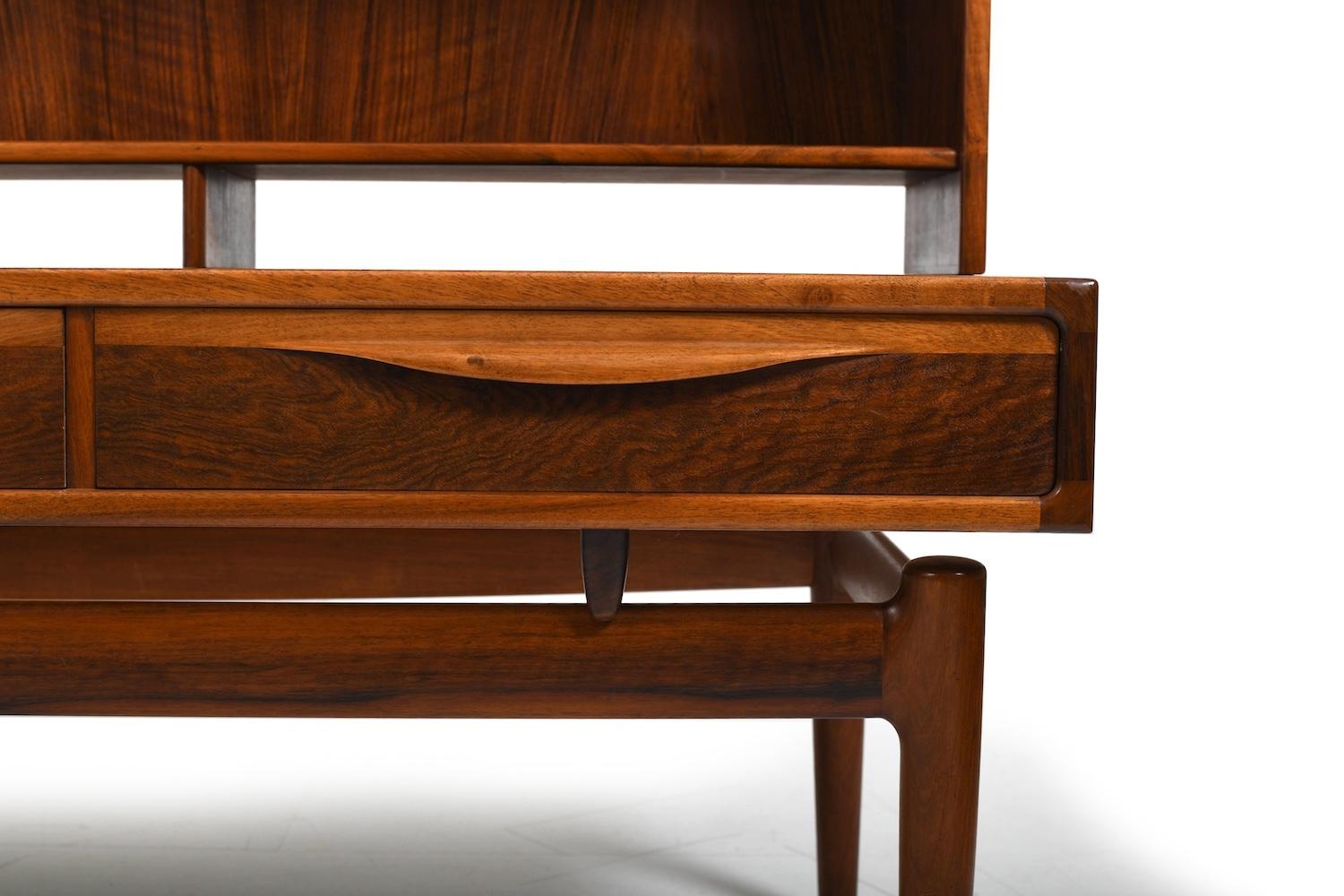 20th Century Kurt Østervig Low Walnut Sideboard with Bookcase Top 1950s For Sale
