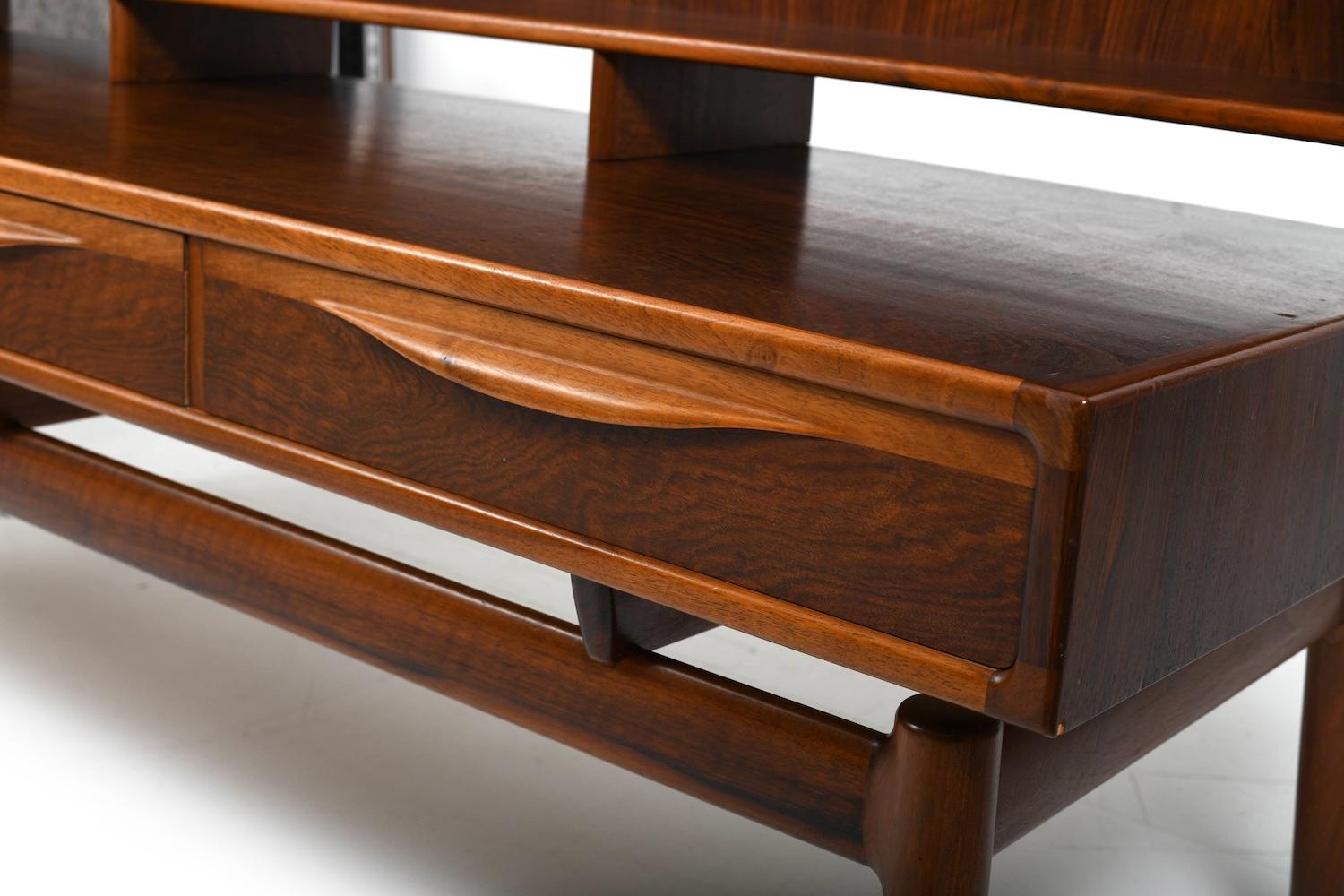 Oak Kurt Østervig Low Walnut Sideboard with Bookcase Top 1950s For Sale