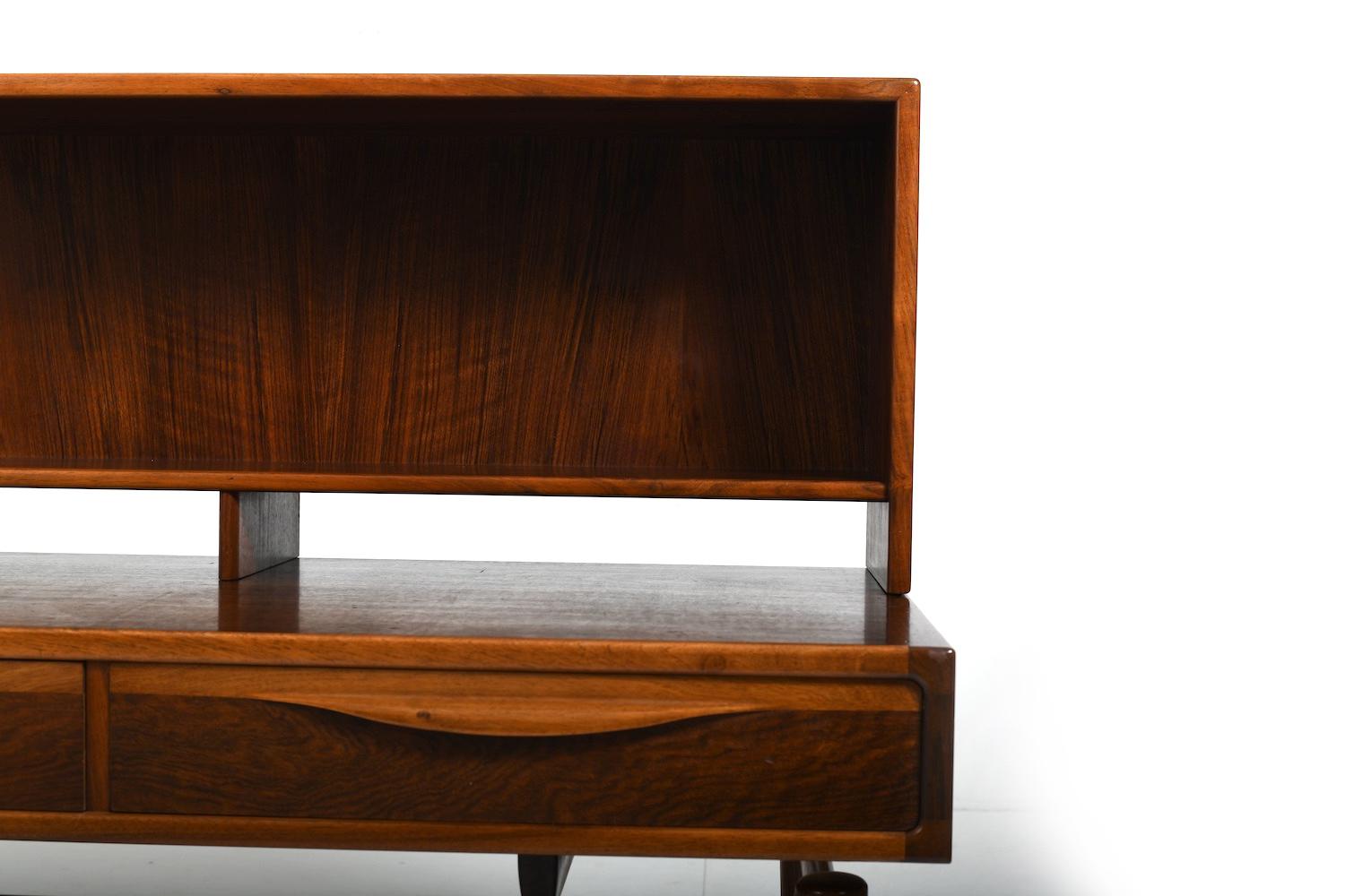 Kurt Østervig Low Walnut Sideboard with Bookcase Top 1950s For Sale 1
