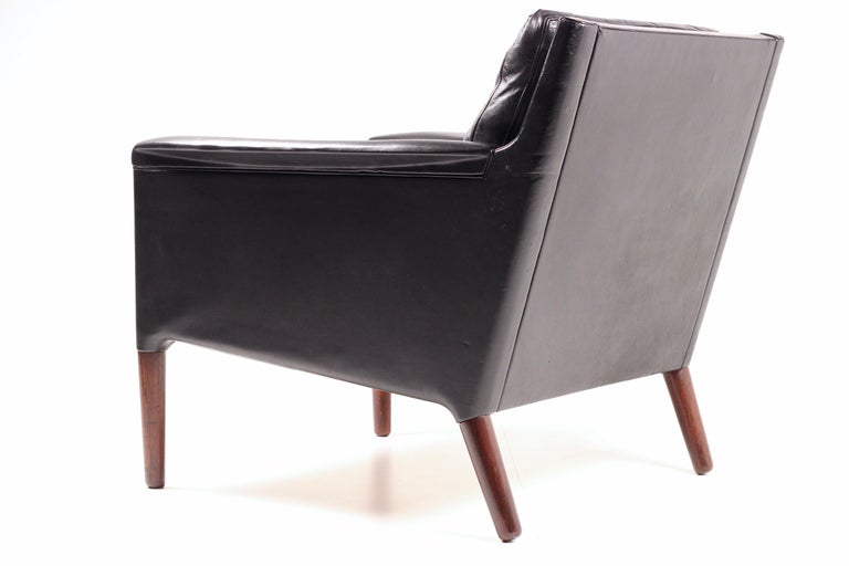 Kurt Østervig Model 55 Black Leather Lounge Chair Danish Mid