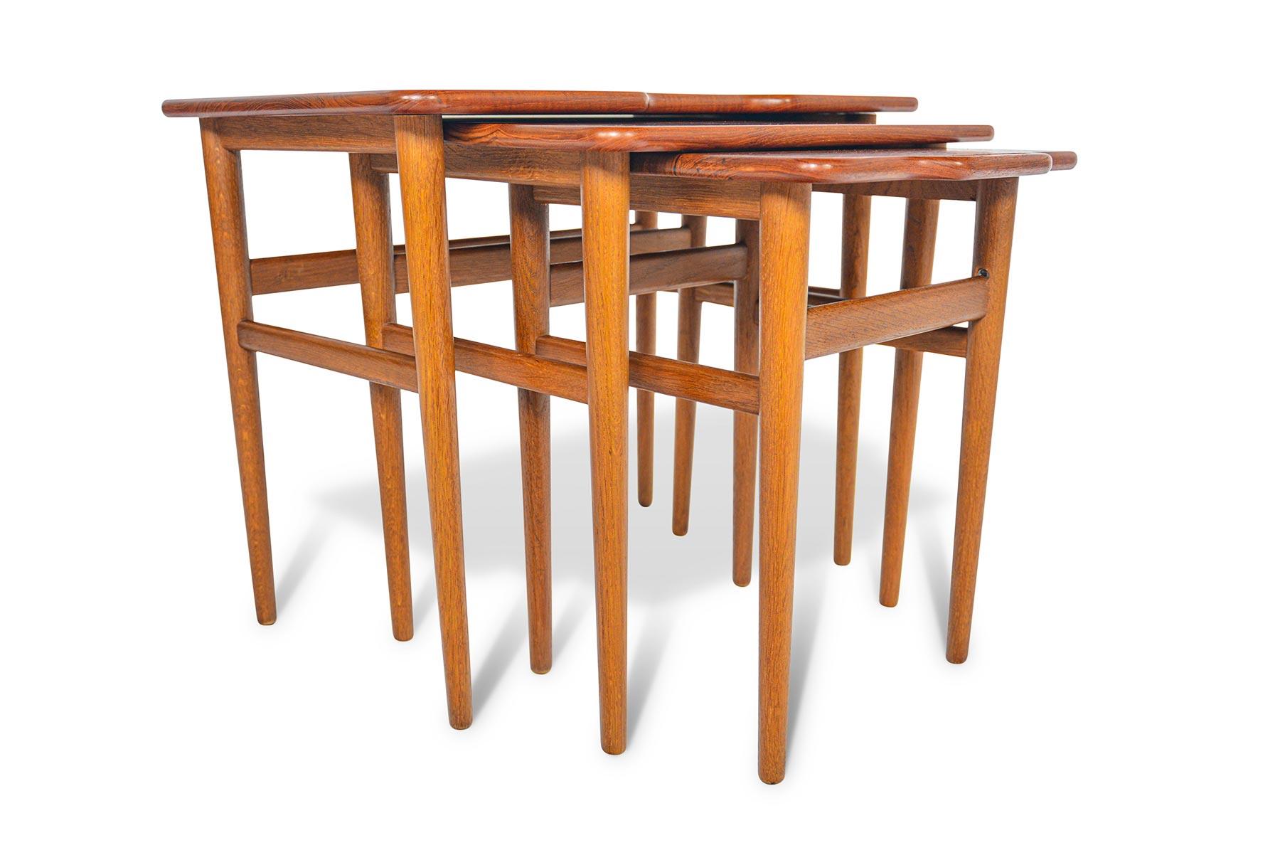 Scandinavian Modern Kurt Østervig Model 95 Teak and Oak Nesting Tables