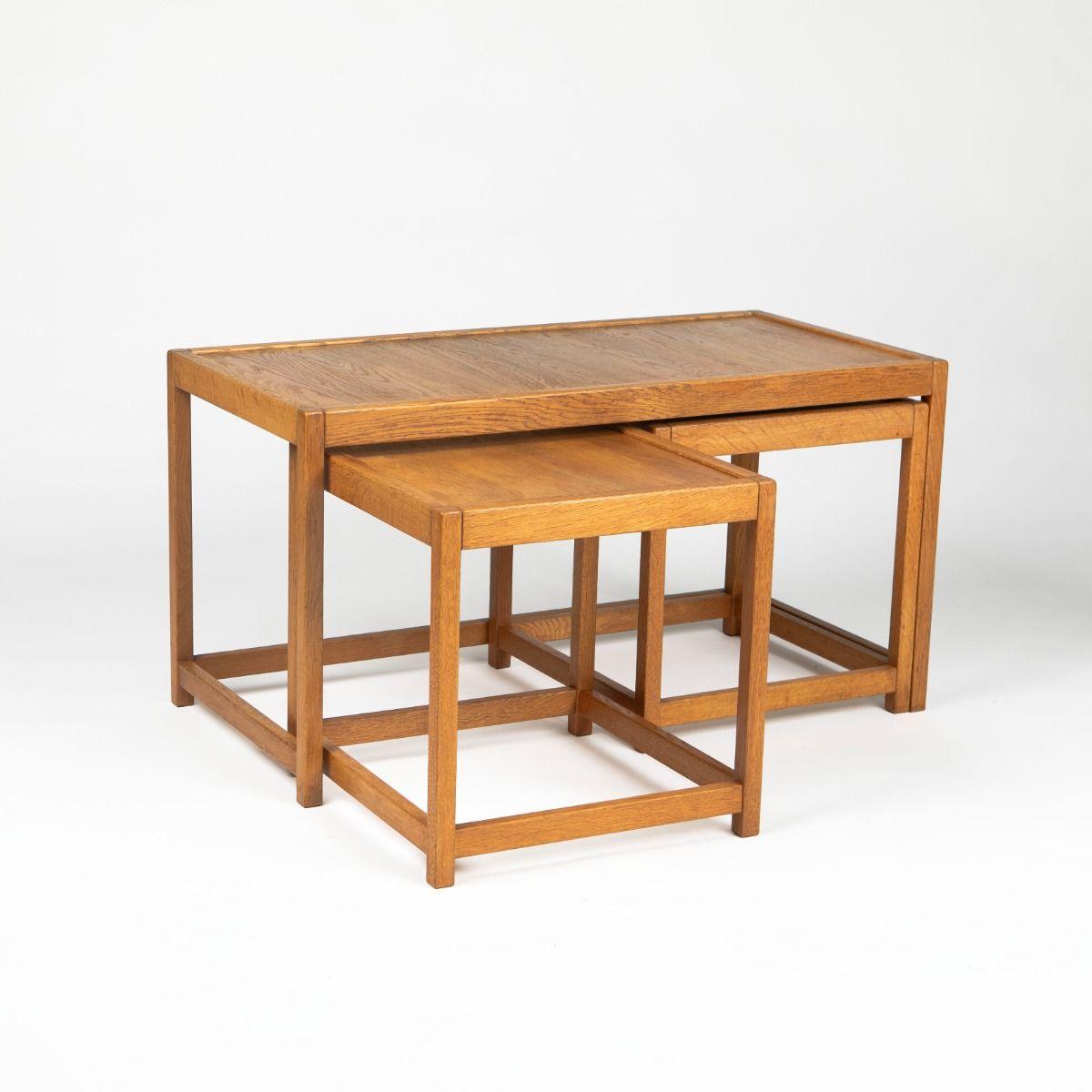 Modern Kurt Østervig Nesting Tables in Solid Oak for KP Møbler For Sale
