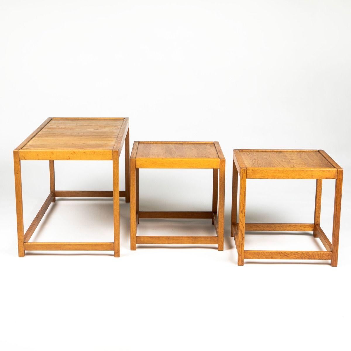 20th Century Kurt Østervig Nesting Tables in Solid Oak for KP Møbler For Sale