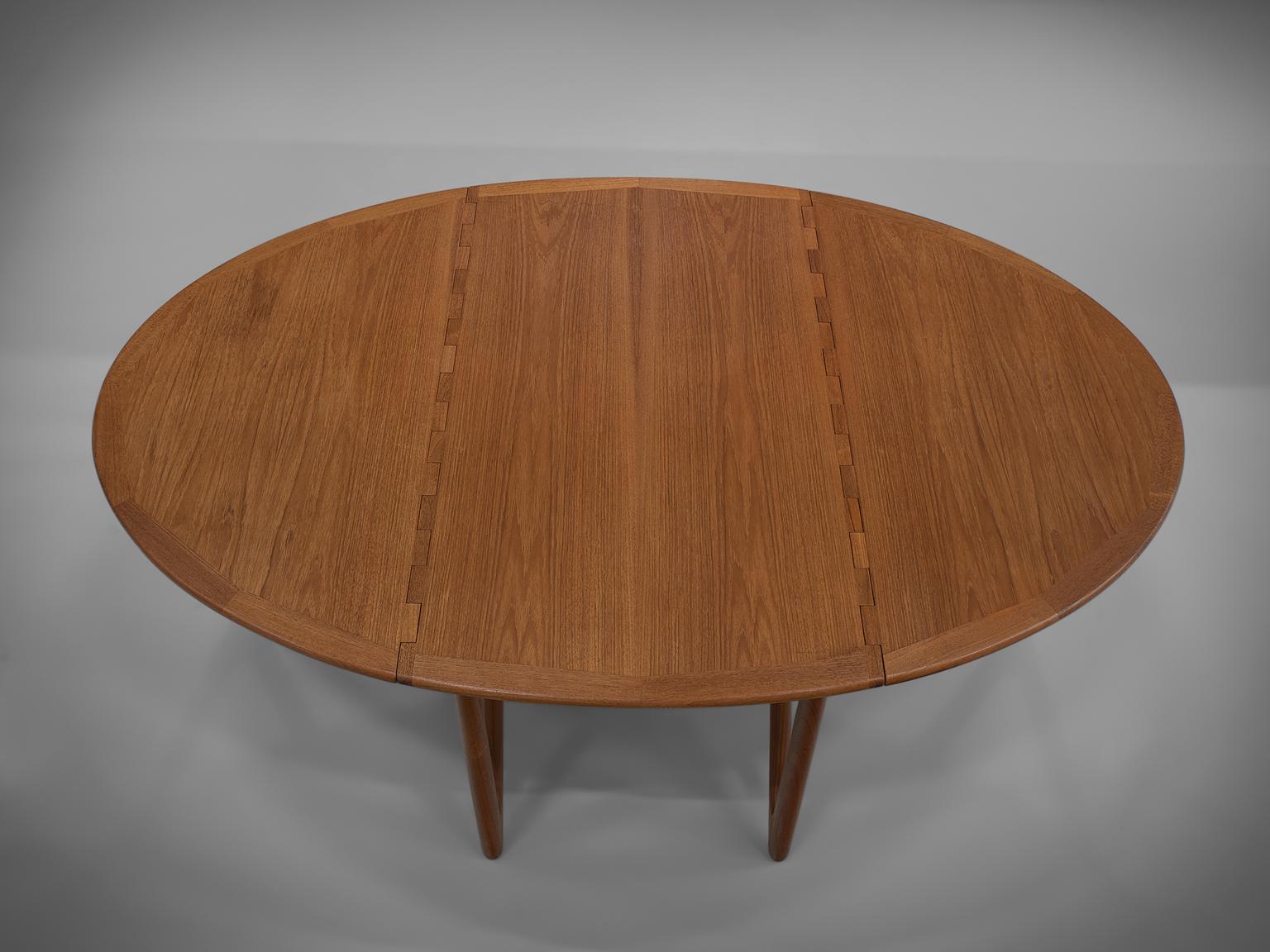 Mid-20th Century Kurt Østervig Oval Drop-Leaf Table in Teak