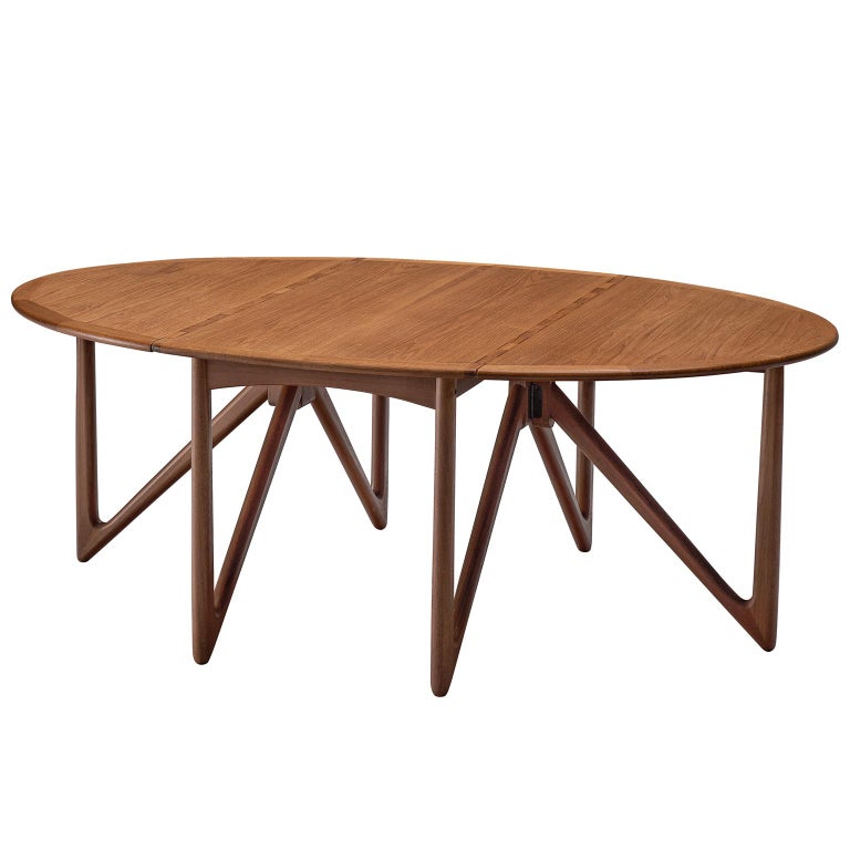 Kurt Ostervig Oval Drop Leaf Table In Teak For Sale At 1stdibs