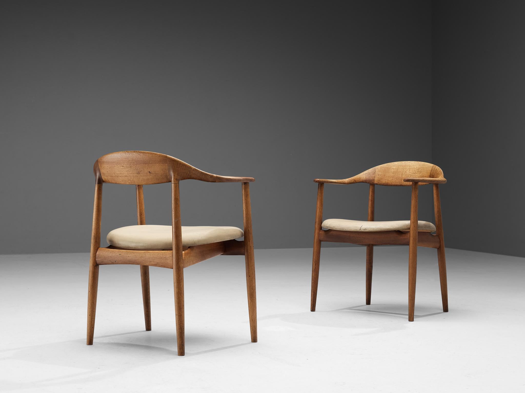 Danish Kurt Østervig Pair of Armchairs in Teak and Beige Leather  For Sale