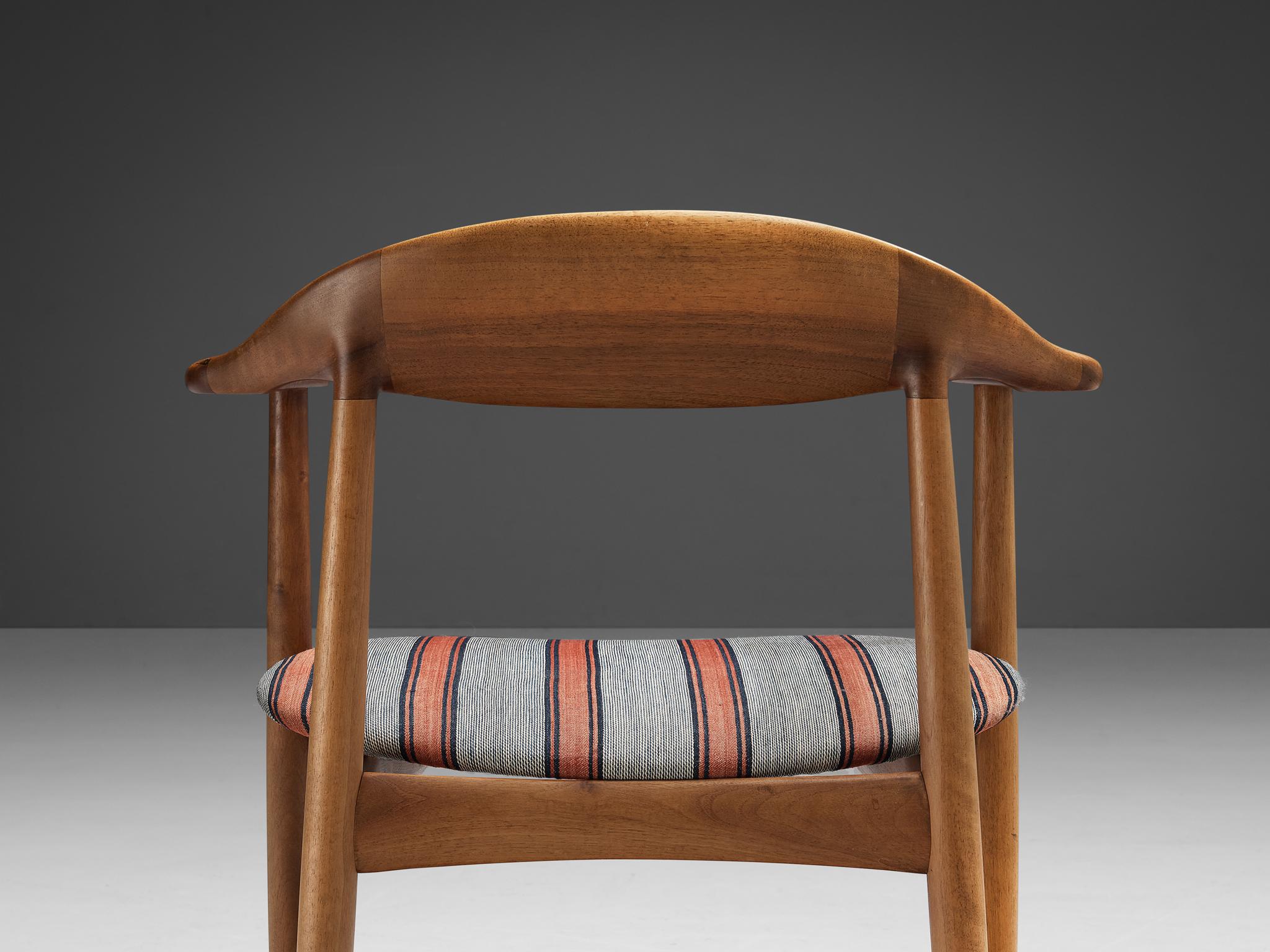 Kurt Østervig Pair of Armchairs in Walnut and Striped Upholstery 2