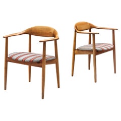 Kurt Østervig Pair of Armchairs in Walnut and Striped Upholstery