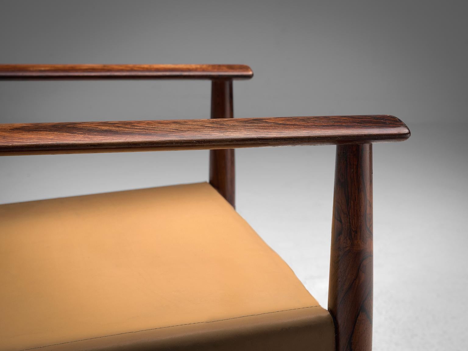 Kurt Østervig Rosewood Dining Chairs in Original Cognac Leather 1
