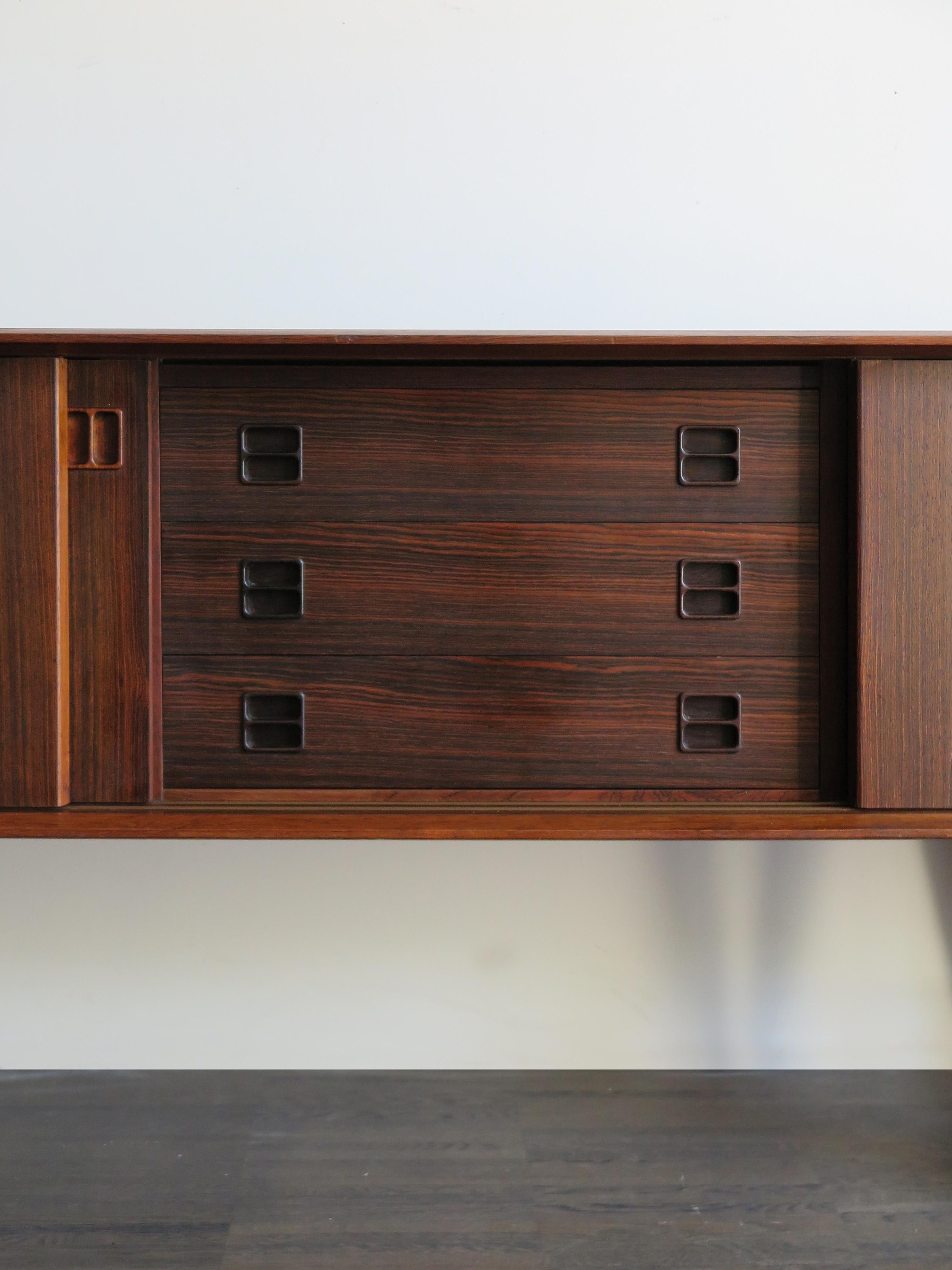 Mid-20th Century Kurt Østervig Scandinavian Mid-Century Modern Design Dark Wood Sideboard, 1950s