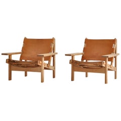 Kurt Østervig Scandinavian Modern Hunting Chairs "Model 168" in Oak & Leather