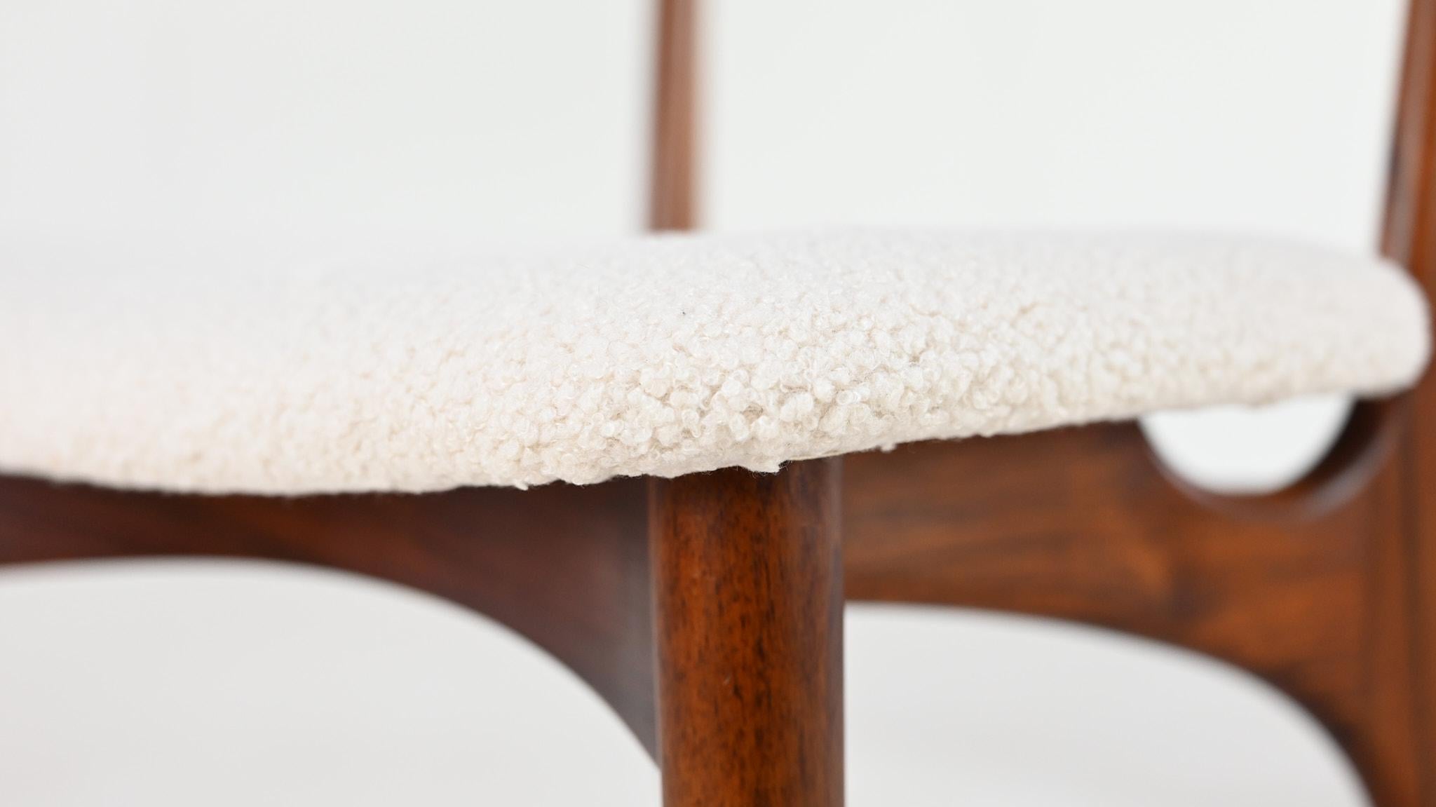 Bouclé Kurt Østervig, set of 6 Chairs in Teak, Model 27 for Brande Møbelindustri