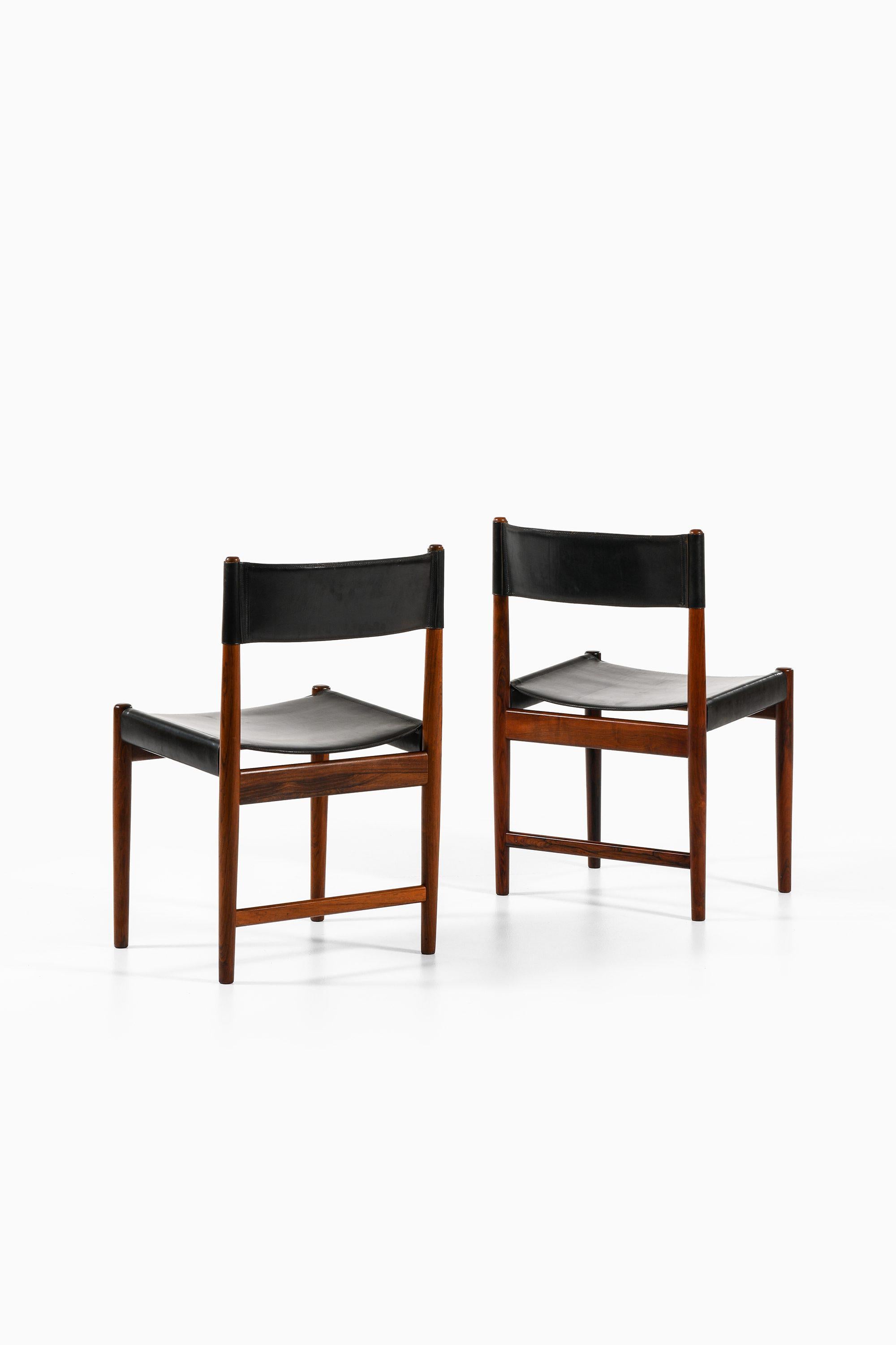 Scandinavian Modern Kurt Østervig Set of 8 Dining Chairs in Rosewood and Leather, Denmark 1960s For Sale