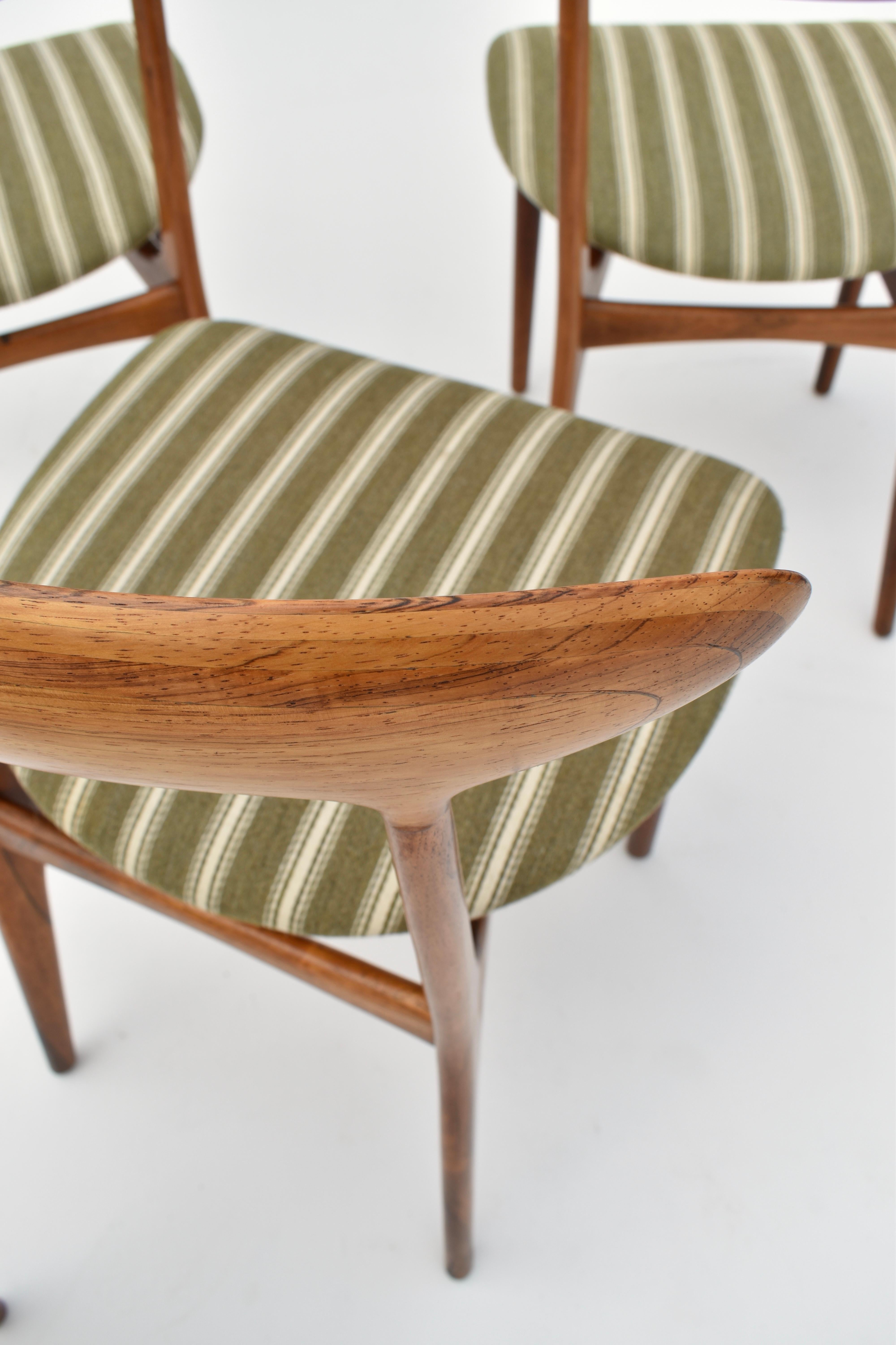 Danois Kurt stervig - Ensemble de quatre chaises de salle à manger en bois de rose des années 1960 pour Brande Mbelindustri en vente