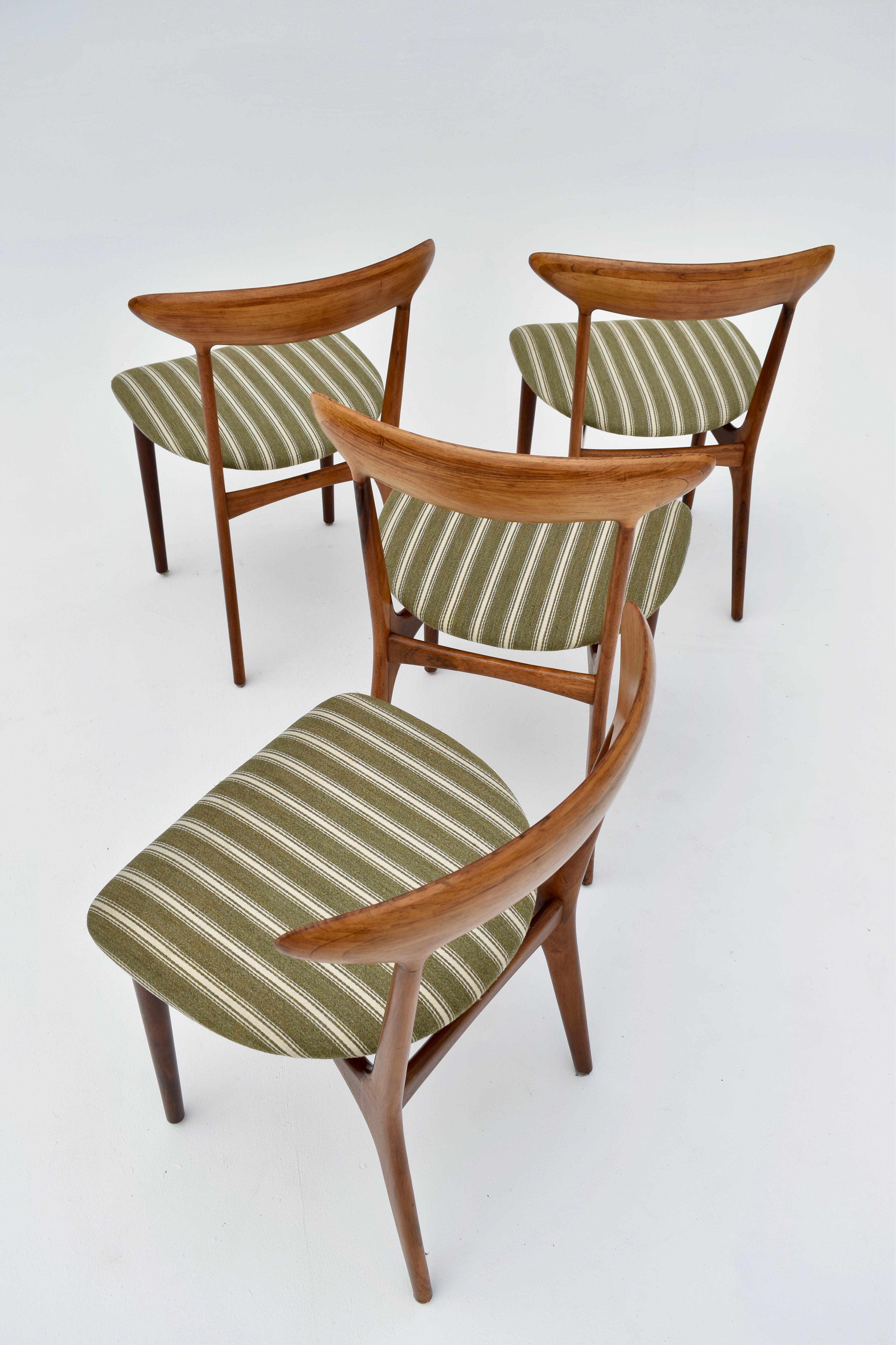 Bois de rose Kurt stervig - Ensemble de quatre chaises de salle à manger en bois de rose des années 1960 pour Brande Mbelindustri en vente