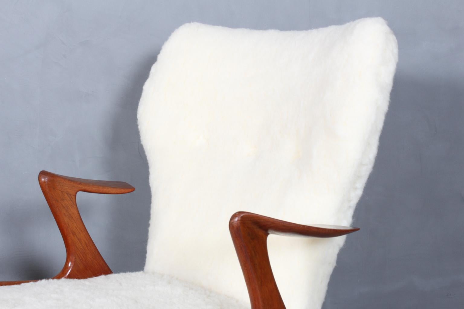 Scandinavian Modern Kurt Østervig Set of Lounge Chairs in Sheepskin