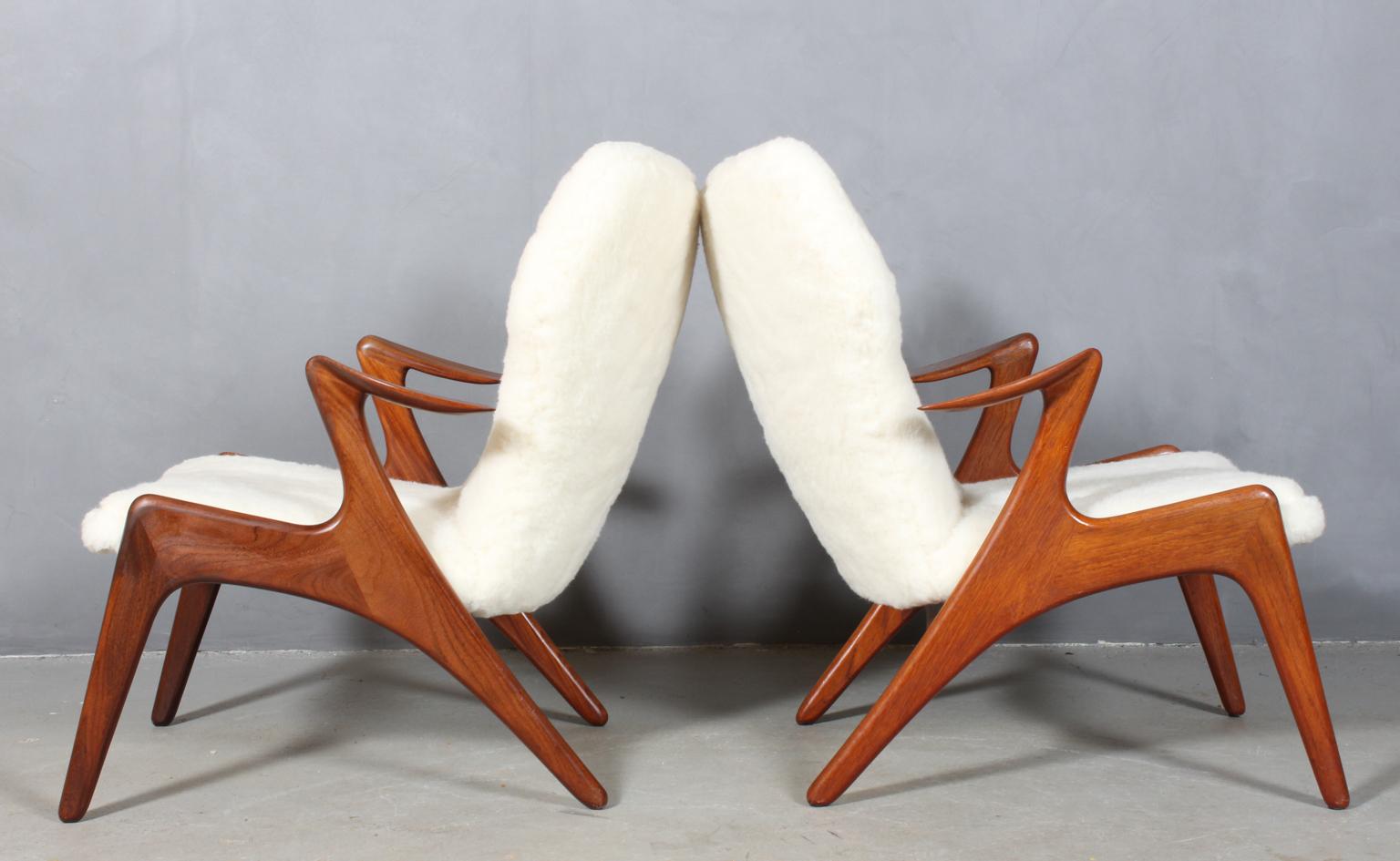 Mid-20th Century Kurt Østervig Set of Lounge Chairs in Sheepskin