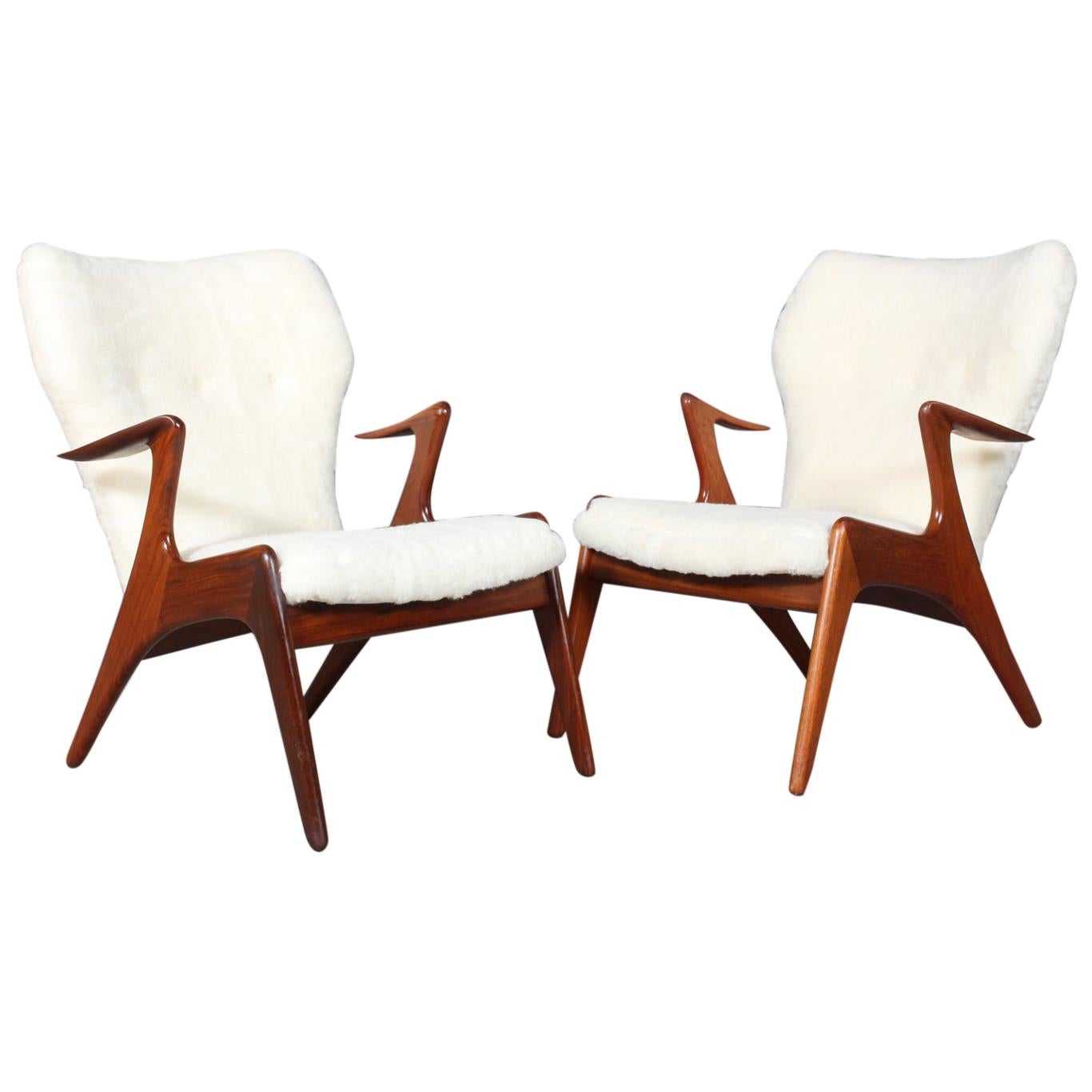 Kurt Østervig Set of Lounge Chairs in Sheepskin