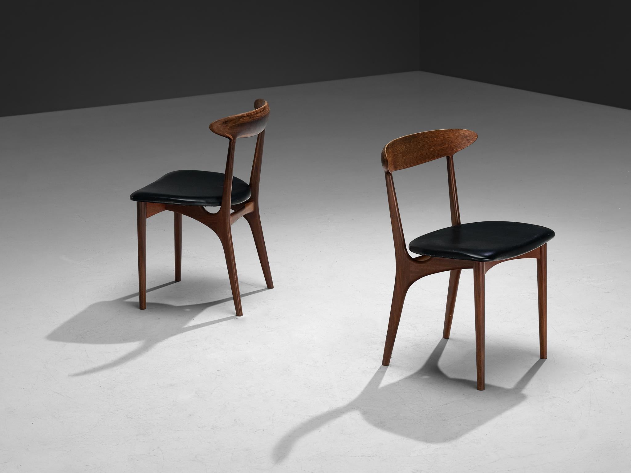 Kurt Østervig Set di sei sedie da pranzo in Wood e similpelle in vendita 3