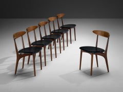 Kurt Østervig Set of Six Dining Chairs in Wood and Leatherette