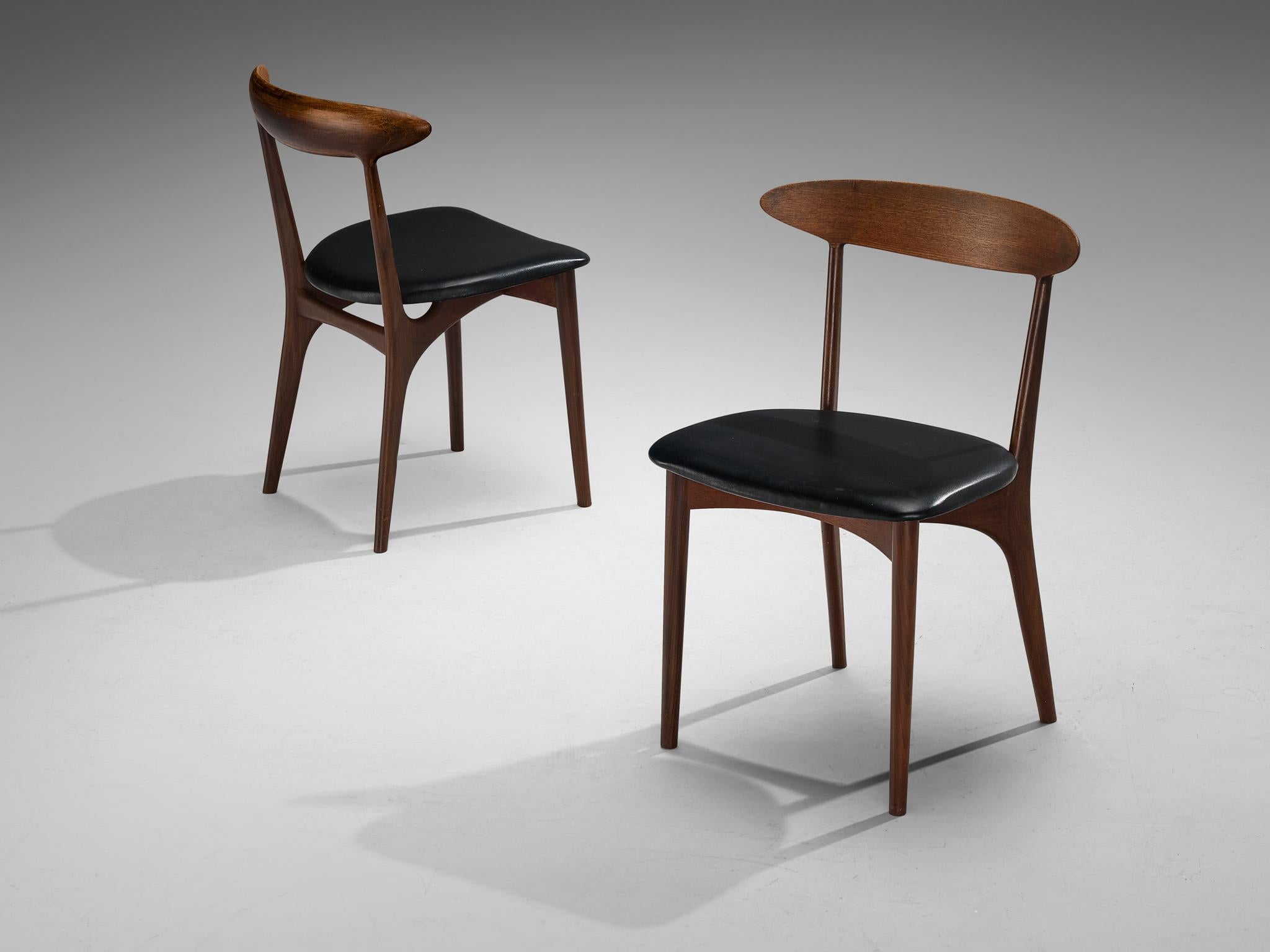 Scandinavo moderno Kurt Østervig Set di sei sedie da pranzo in Wood e similpelle in vendita