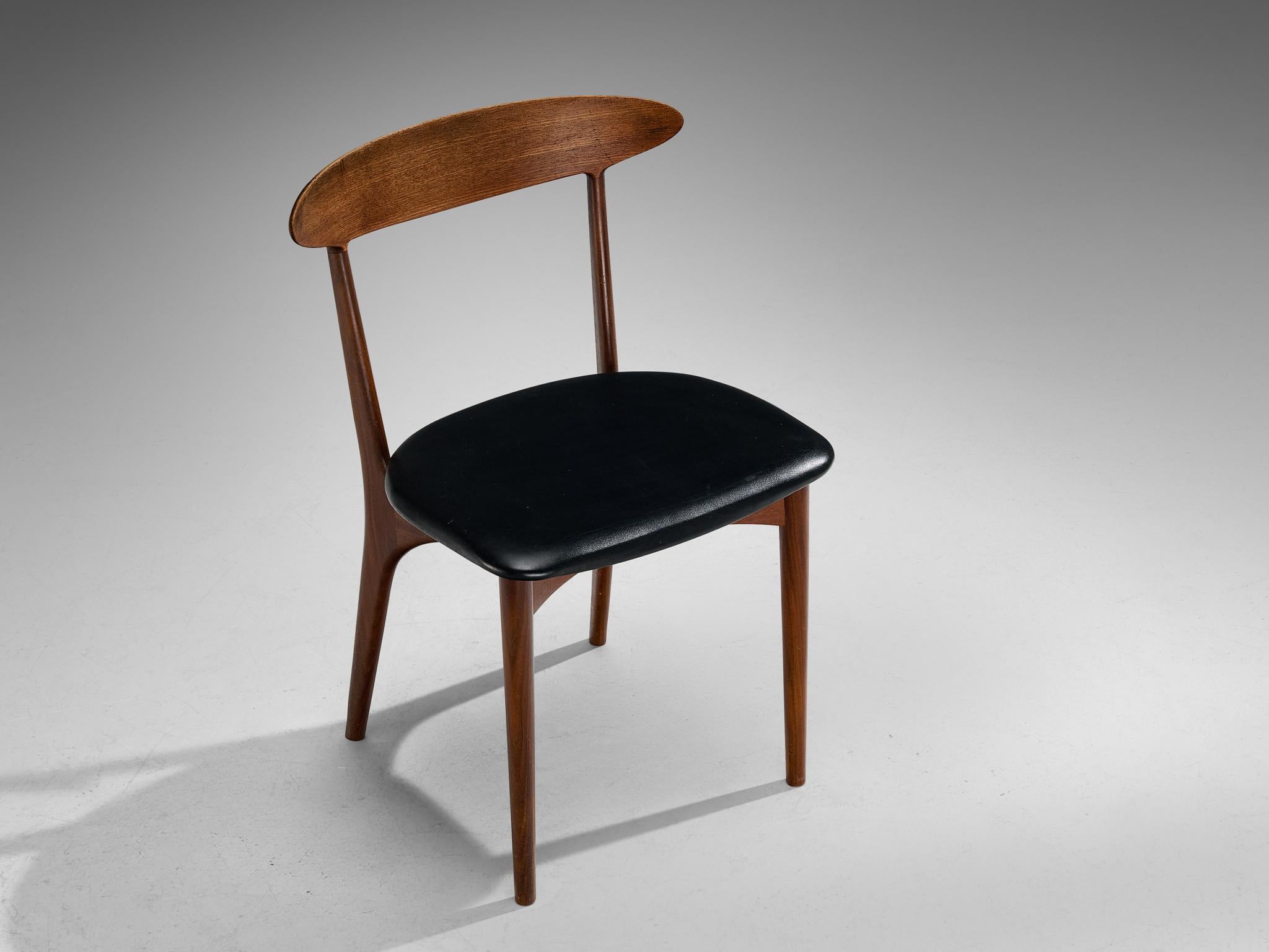 Tessuto Kurt Østervig Set di sei sedie da pranzo in Wood e similpelle in vendita