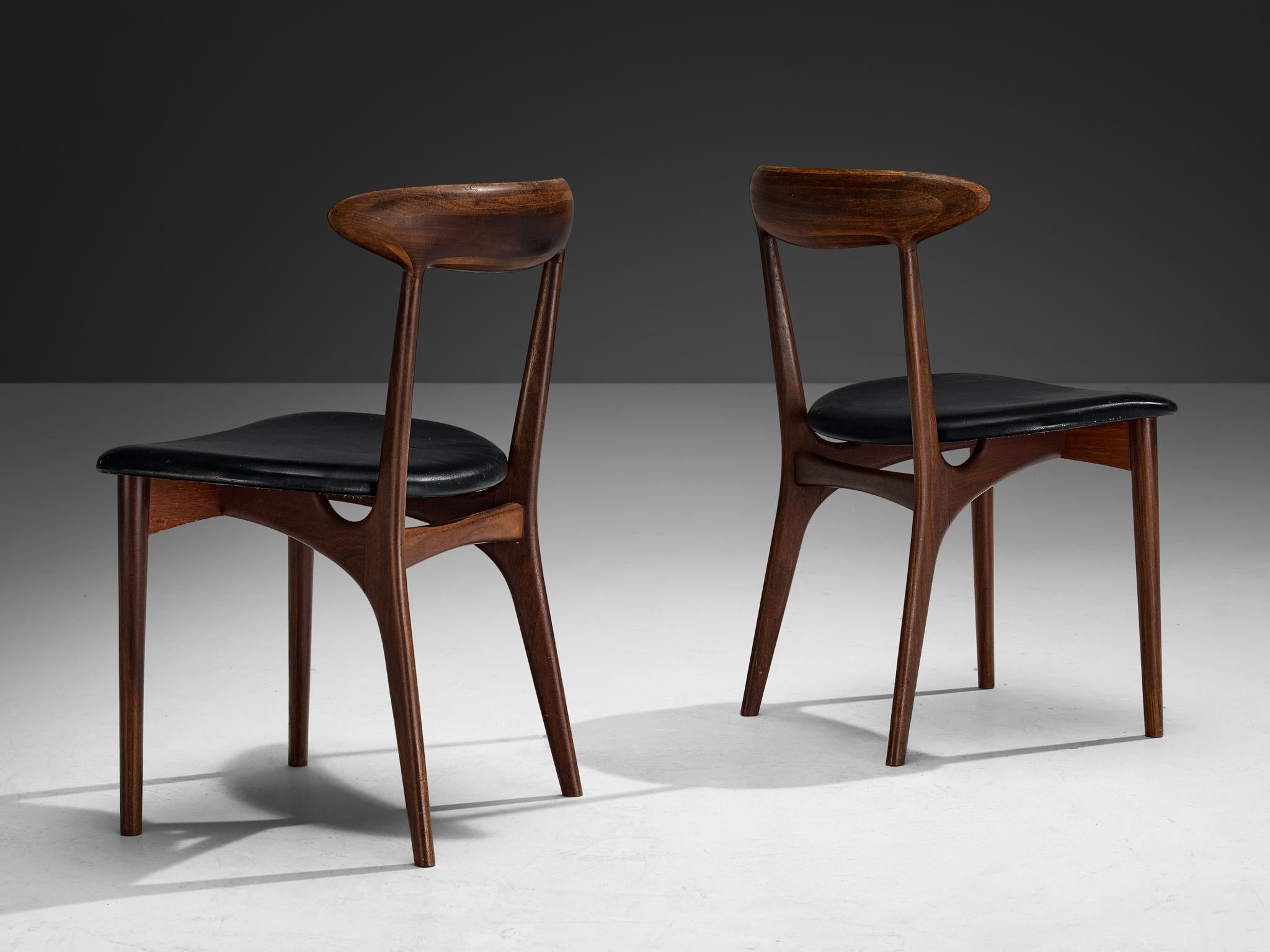 Kurt Østervig Set di sei sedie da pranzo in Wood e similpelle in vendita 1