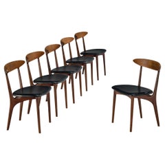 Kurt Østervig Set of Six Dining Chairs in Wood and Leatherette