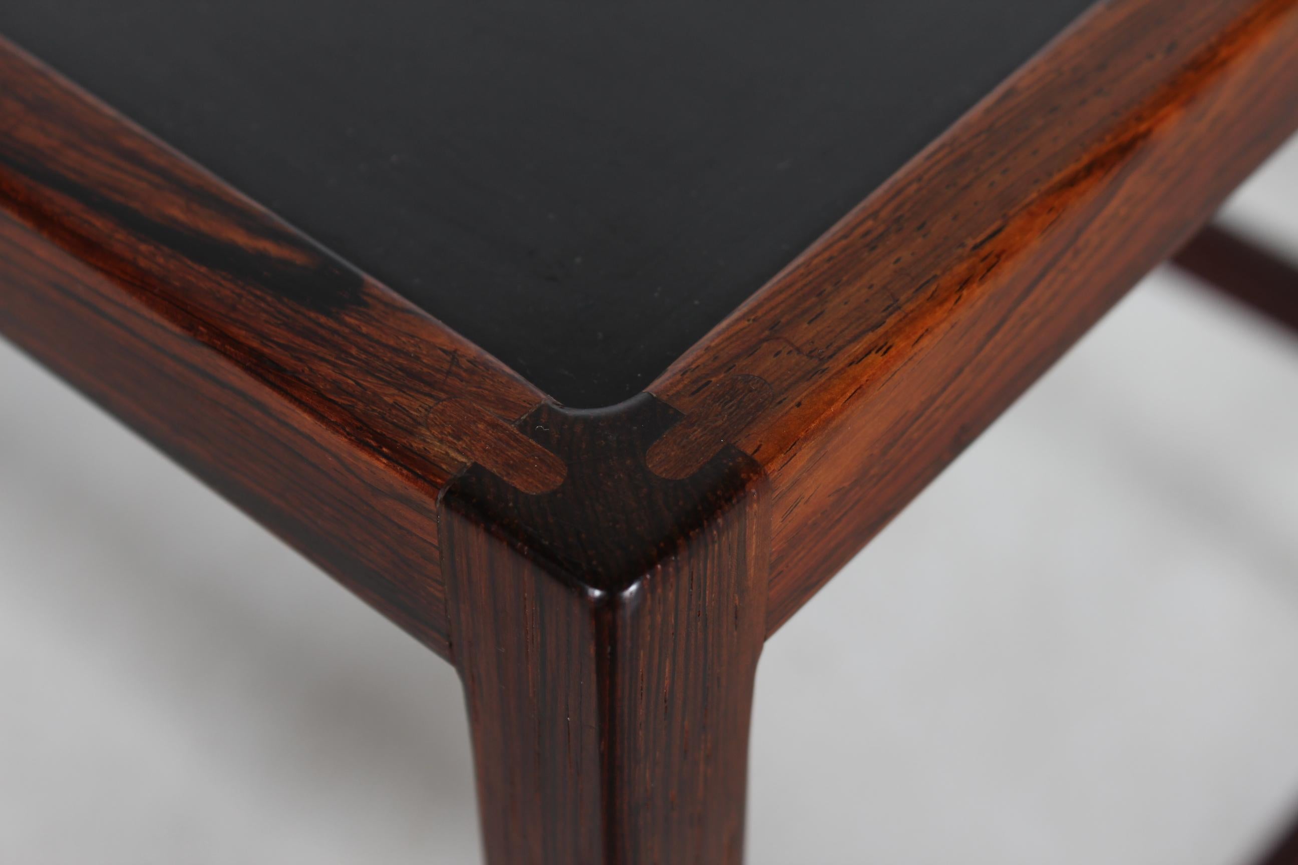 Danish Kurt Østervig Side Table of Rosewood and Black Formica Made in Denmark in 1960s For Sale