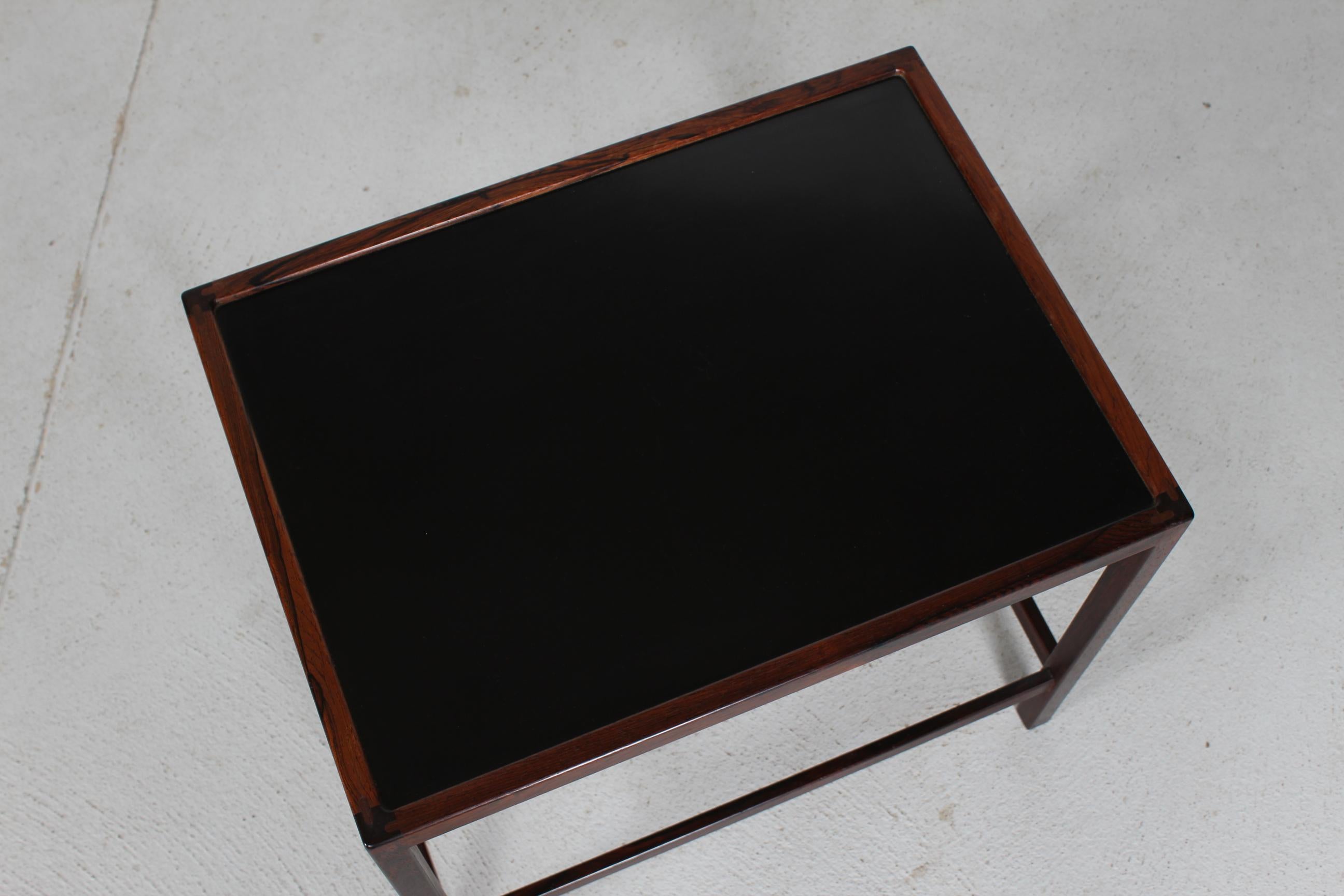 Mid-20th Century Kurt Østervig Side Table of Rosewood and Black Formica Made in Denmark in 1960s For Sale
