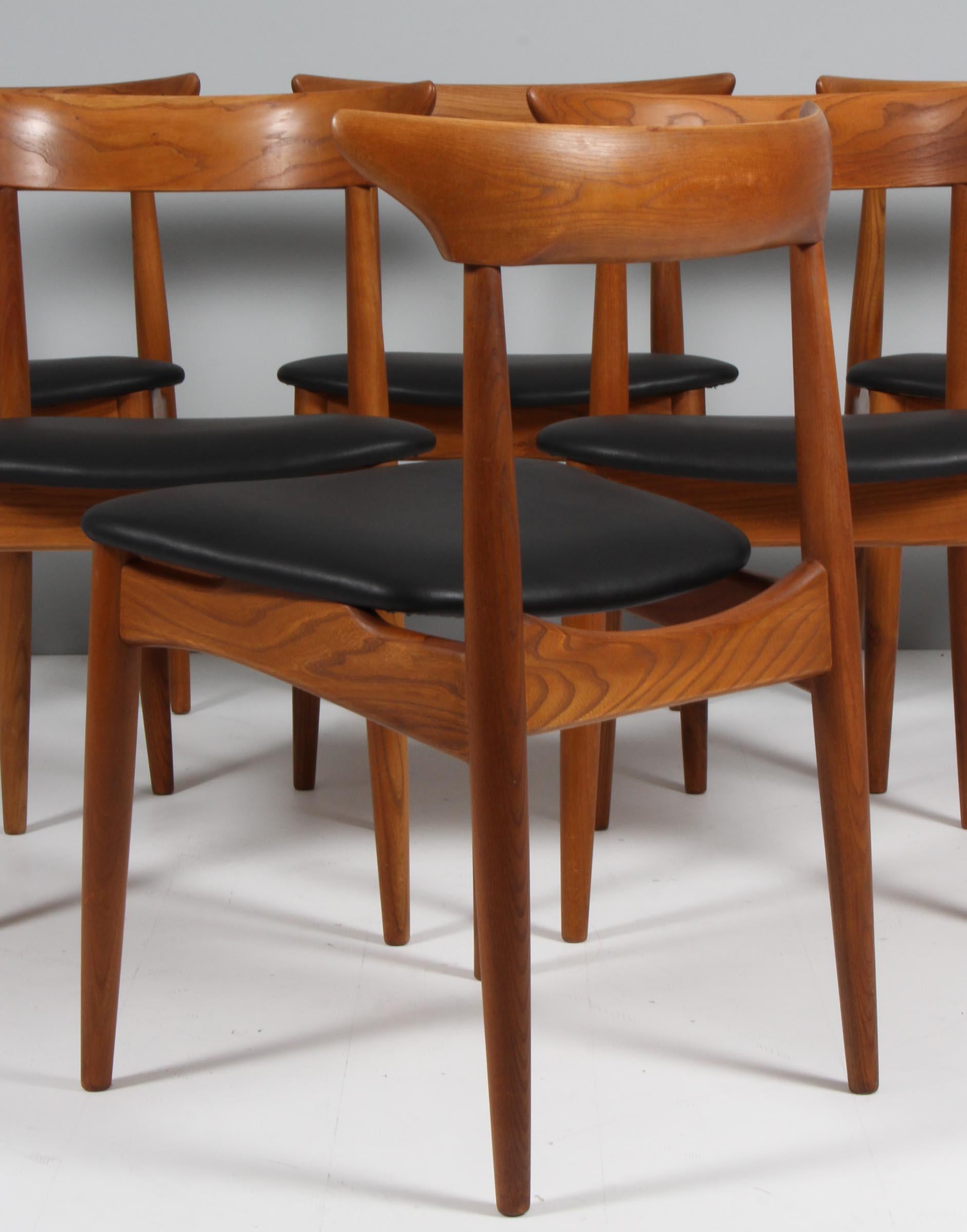 Leather Kurt Østervig, Six Dining Chairs, Denmark, 1960s