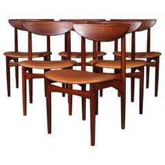 Kurt Østervig, Six Dining Chairs in Rosewood and Cognac Aniline Leather