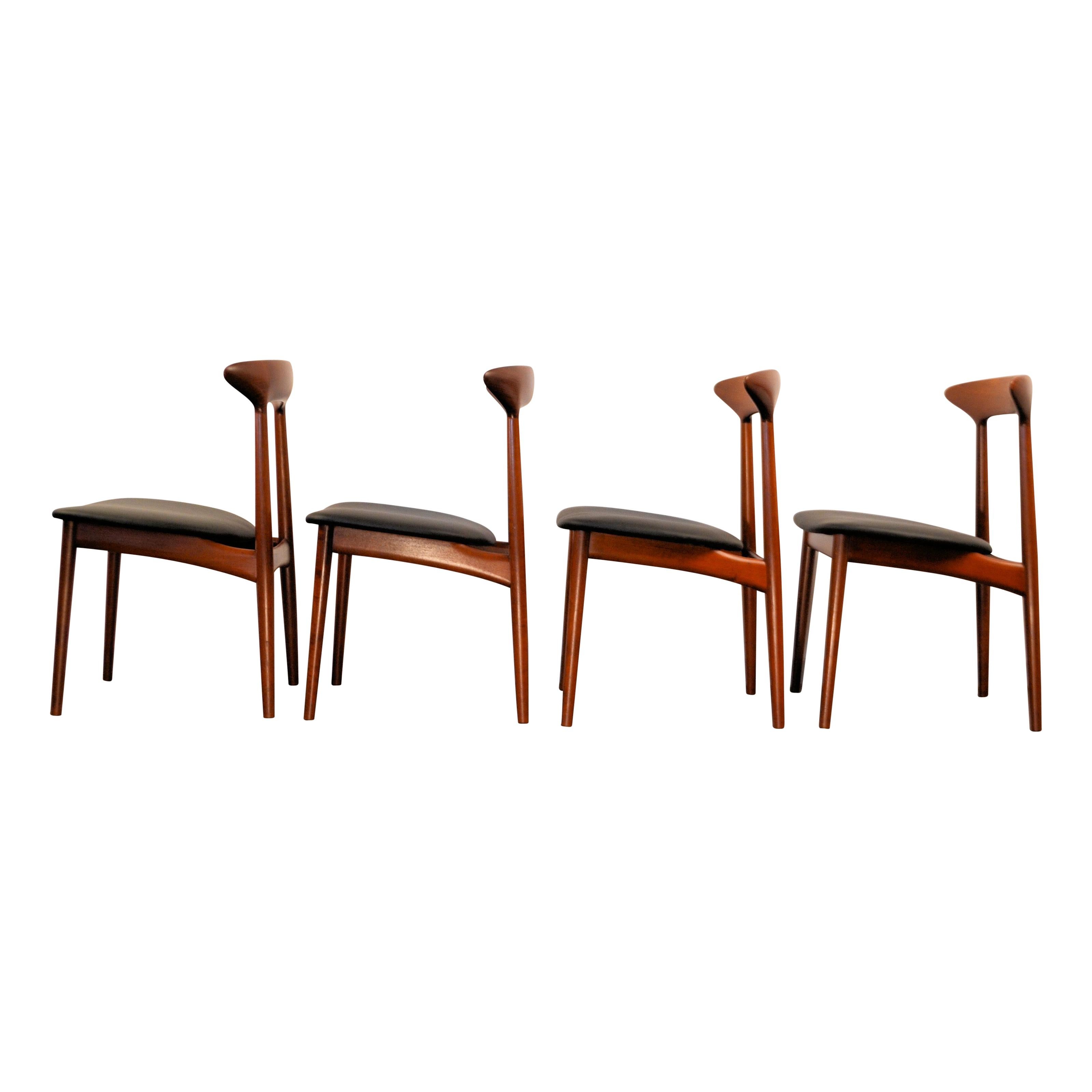 Mid-Century Modern Kurt Østervig Solid Teak Dining Chairs, Set of Four For Sale