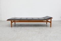 Kurt Østervig Tufted Black Leather & Oak Model 311 Daybed by Matzform (Reissue)