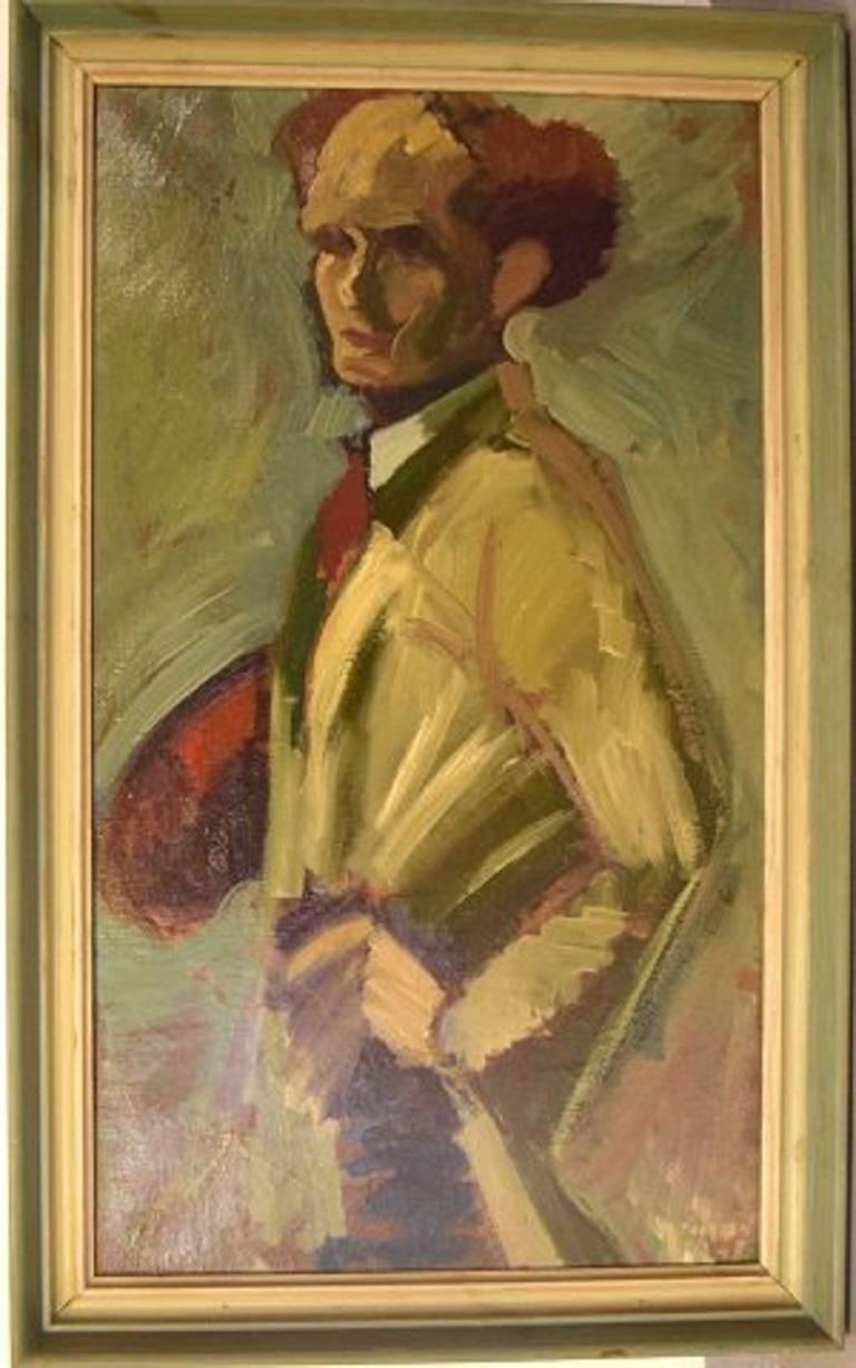 Kurt Thorsén, Sweden. Oil on canvas. Self-portrait of the artist. Dated 1943.
The canvas measures: 93 x 52 cm.
The frame measures: 6 cm.
In excellent condition.
Signed and dated.