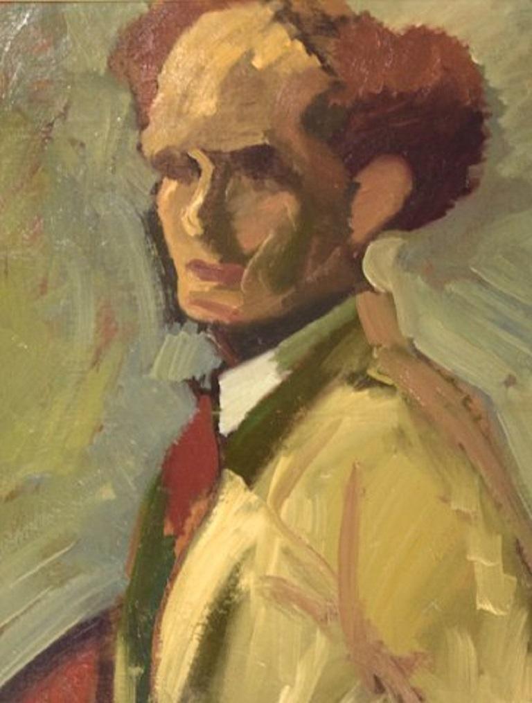 Moderne Kurt Thorsn, Suède, huile sur toile, autoportrait de l'artiste, daté de 1943 en vente