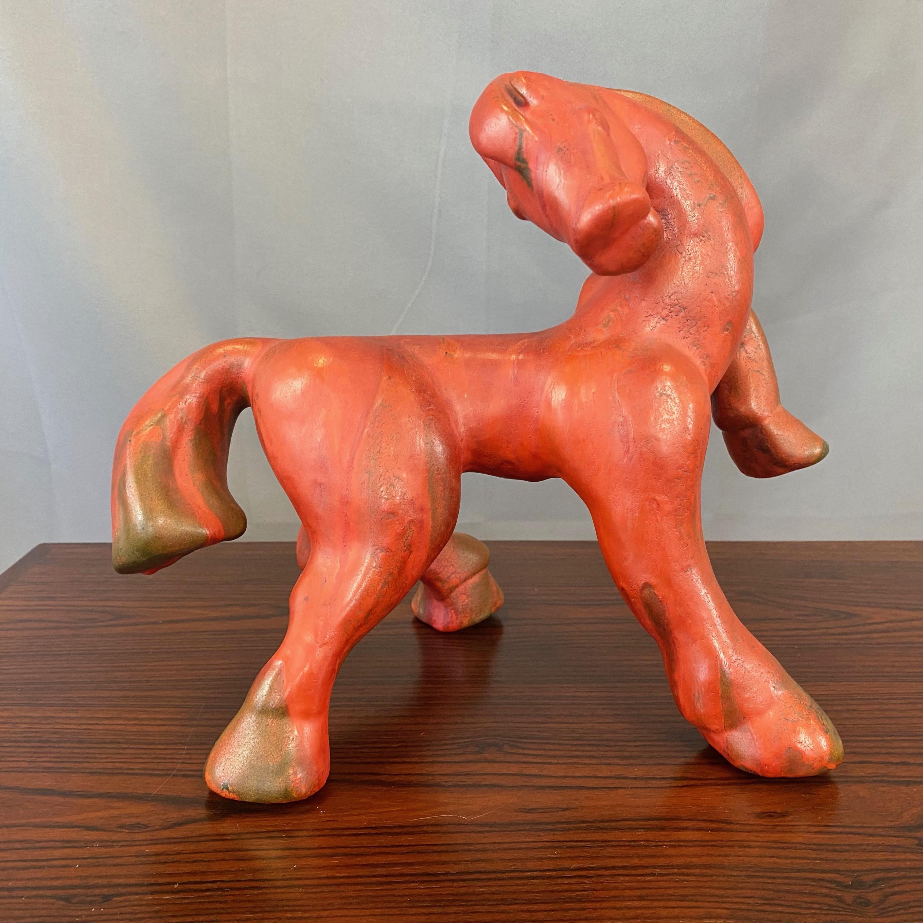 Kurt Tschörner for Ruscha “Vulkano” Glazed Ceramic Horse, 1960s For Sale 3